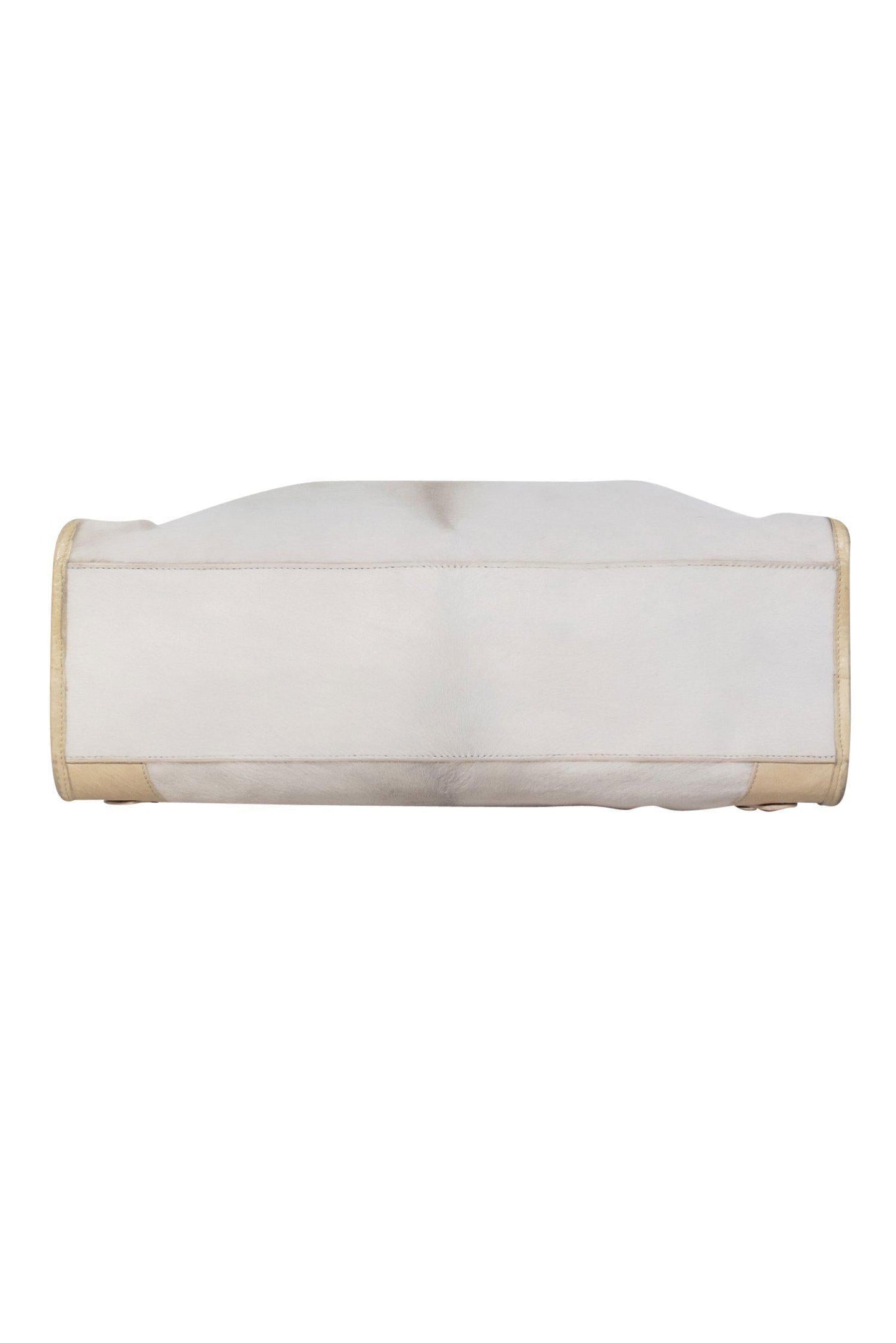 Balenciaga - White & Cream Calf Hair Convertible Satchel