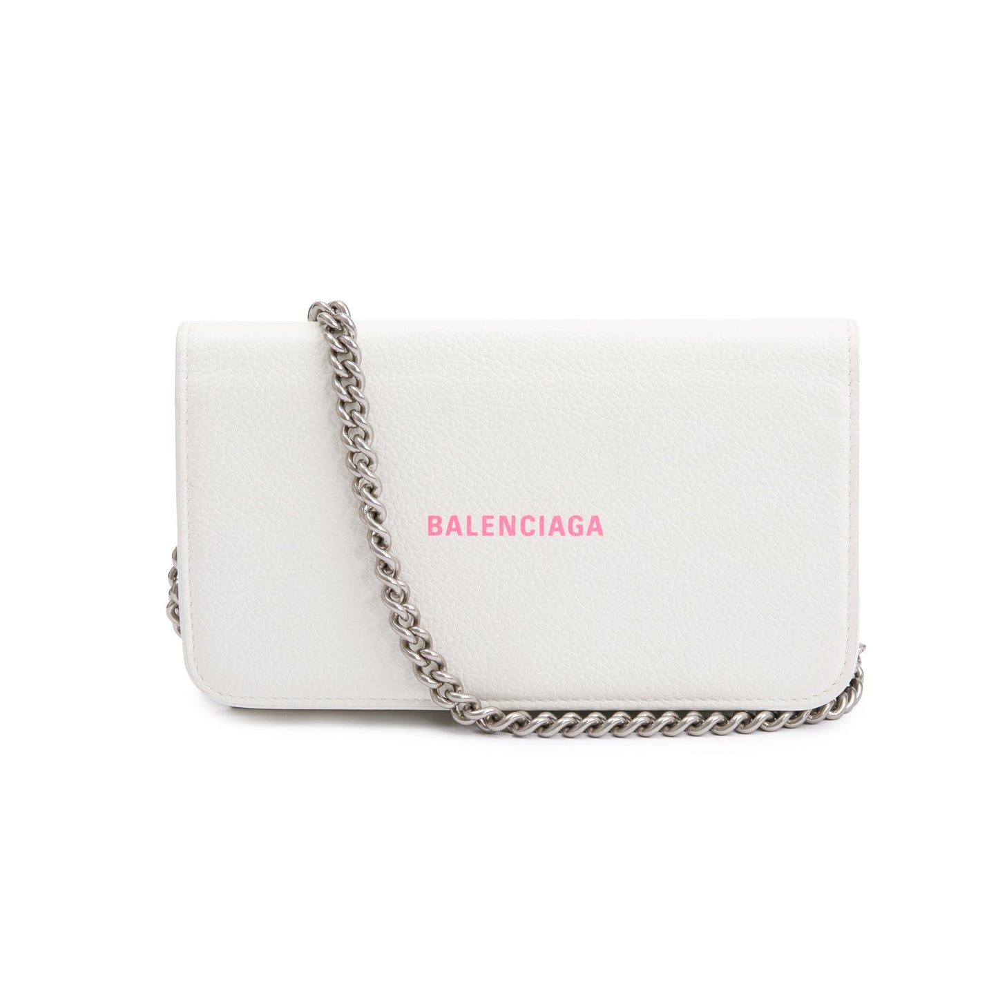 Balenciaga White Leather Everyday Continental Wallet on Chain