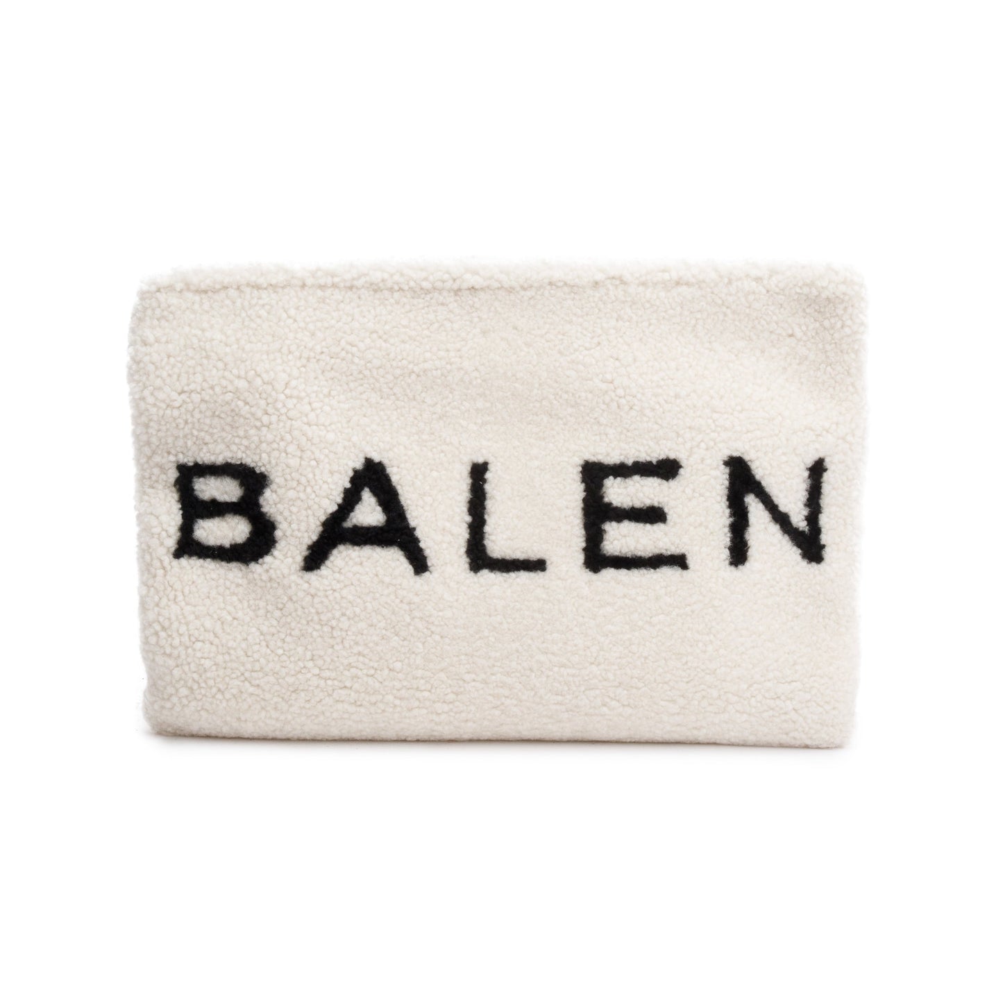 Balenciaga White Shearling Logo Pouch
