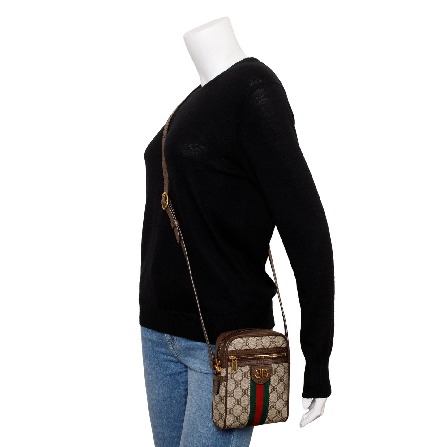 Balenciaga X Gucci The Hacker Project BB Supreme Canvas Web Mini Crossbody Bag w/ Box