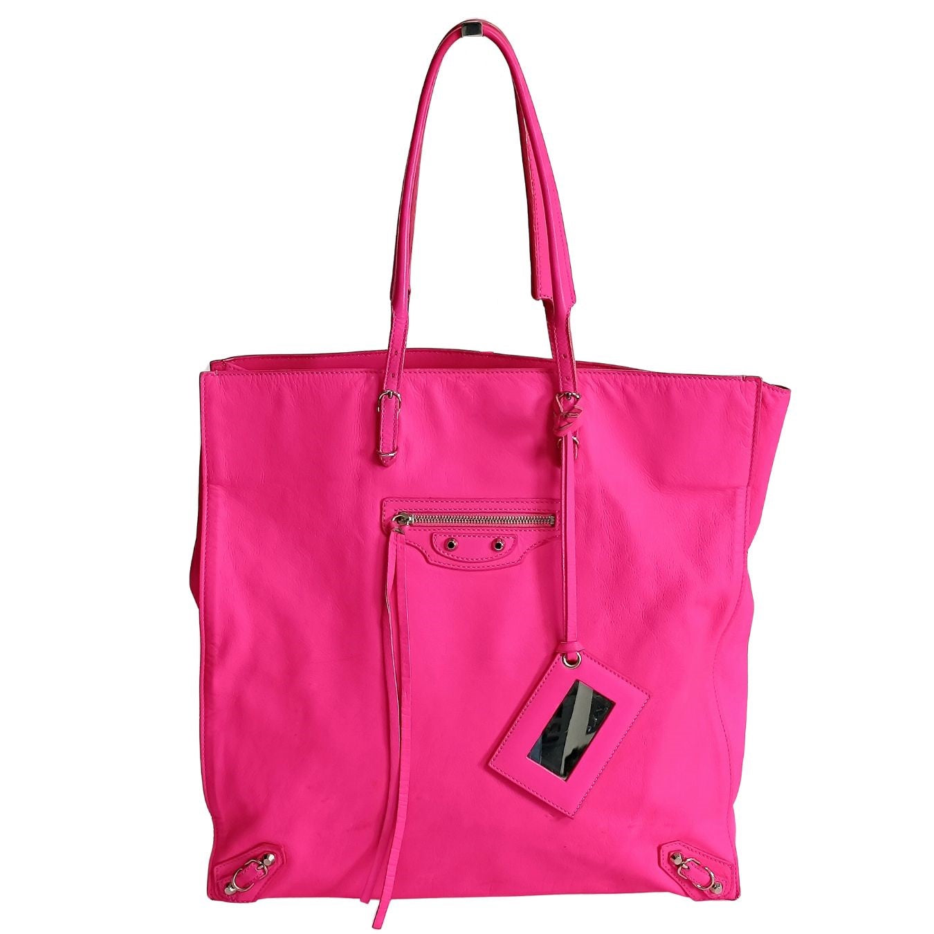 BALENCIAGA Papier vertical shoulder bag in fuchsia leather
