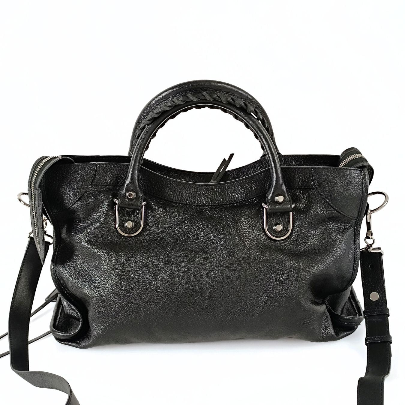 BALENCIAGA Balenciaga Balenciaga Le City Metallic Medium shoulder bag in black leather