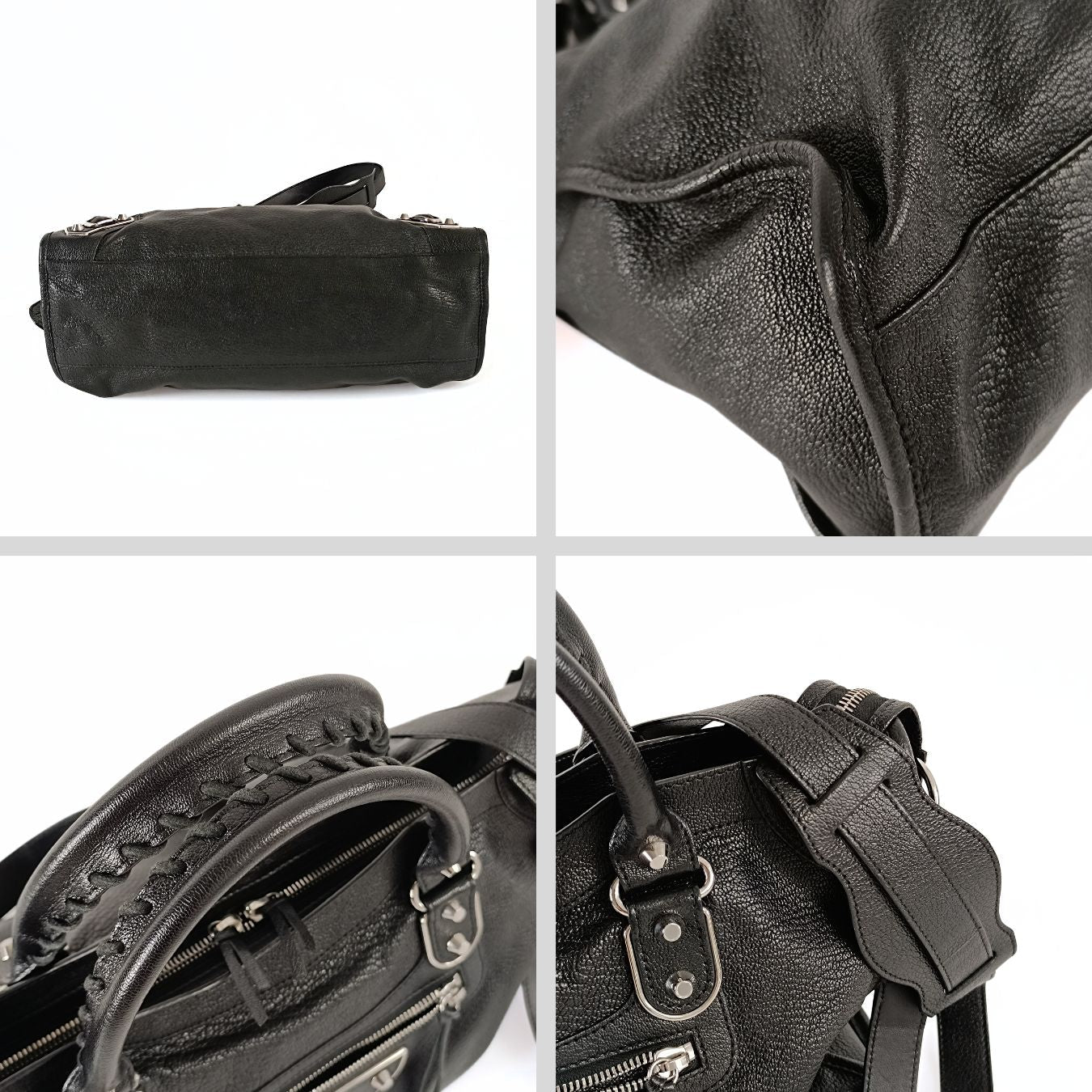 BALENCIAGA Balenciaga Balenciaga Le City Metallic Medium shoulder bag in black leather