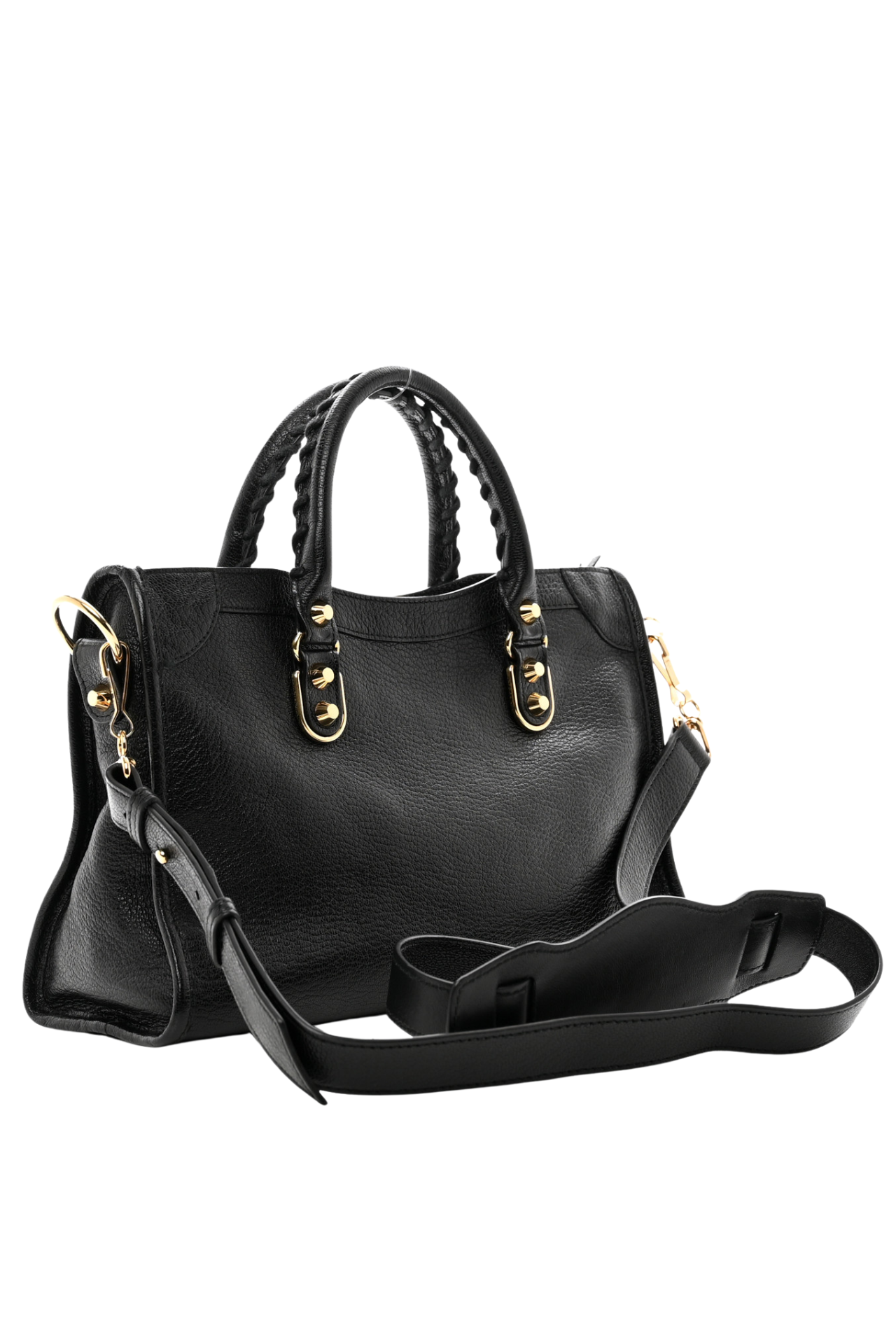 BALENCIAGA Black Leather Metallic Edge City Tote