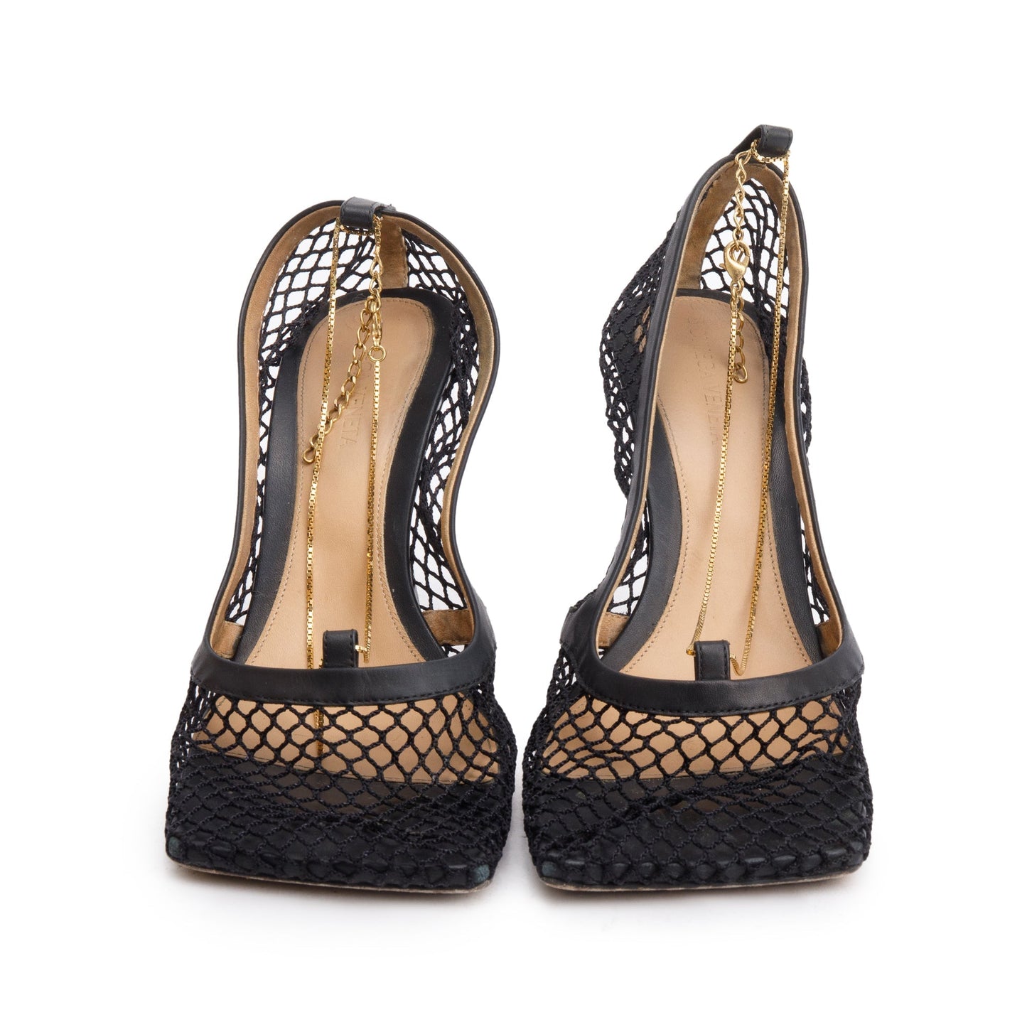 Bottega Veneta Black Nappa Mesh Stretch Chain Link Pumps, Size 39 w/ Box