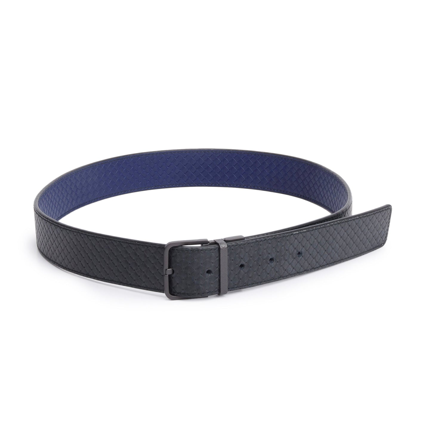 Bottega Veneta Black/Black Intrecciato Nappa Leather Reversible Belt