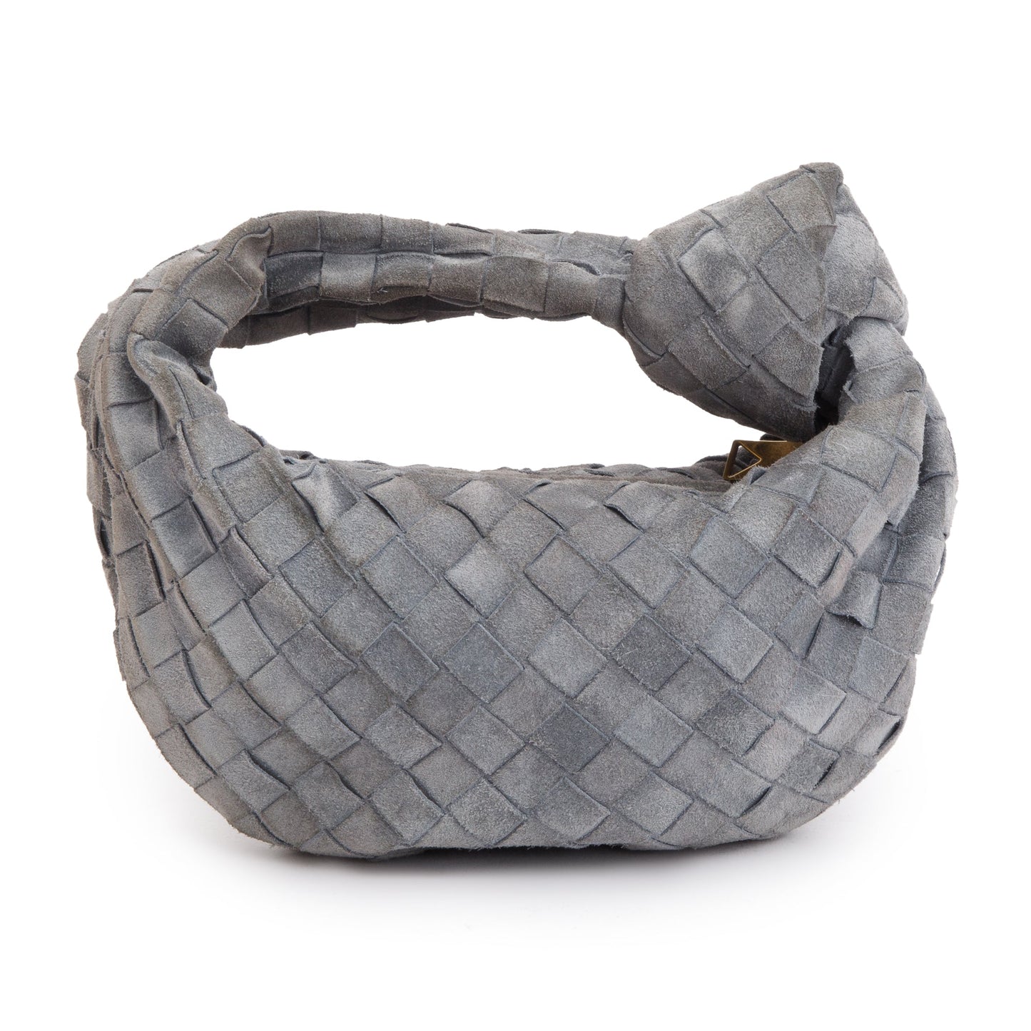 Bottega Veneta Grey Suede Intrecciato Leather Mini Jodie Bag