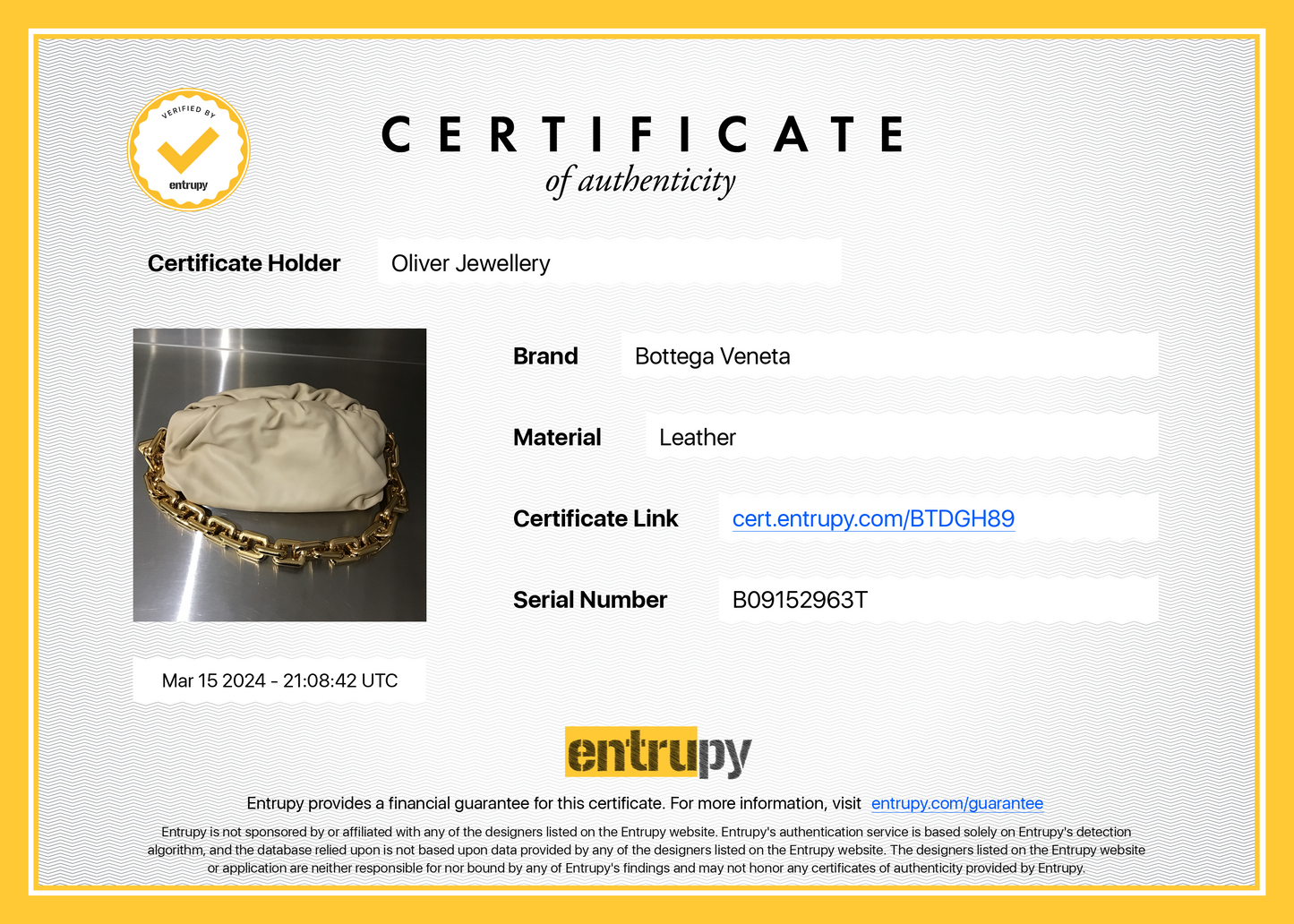 Bottega Veneta Netral Nappa Leather The Chain Pouch