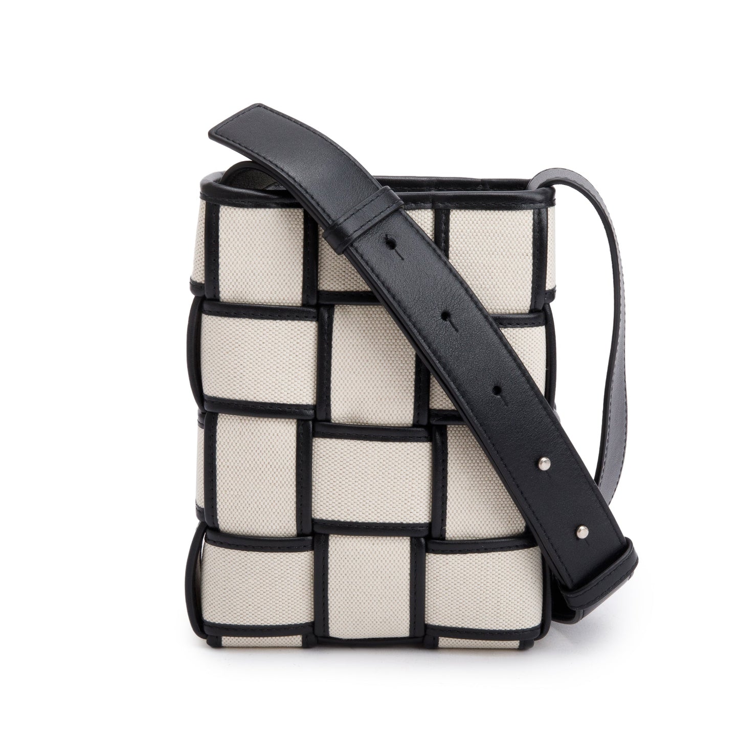 Bottega Veneta Neutral Intrecciato Canvas Leather Trim Small Cassette Bucket Bag w/ Box