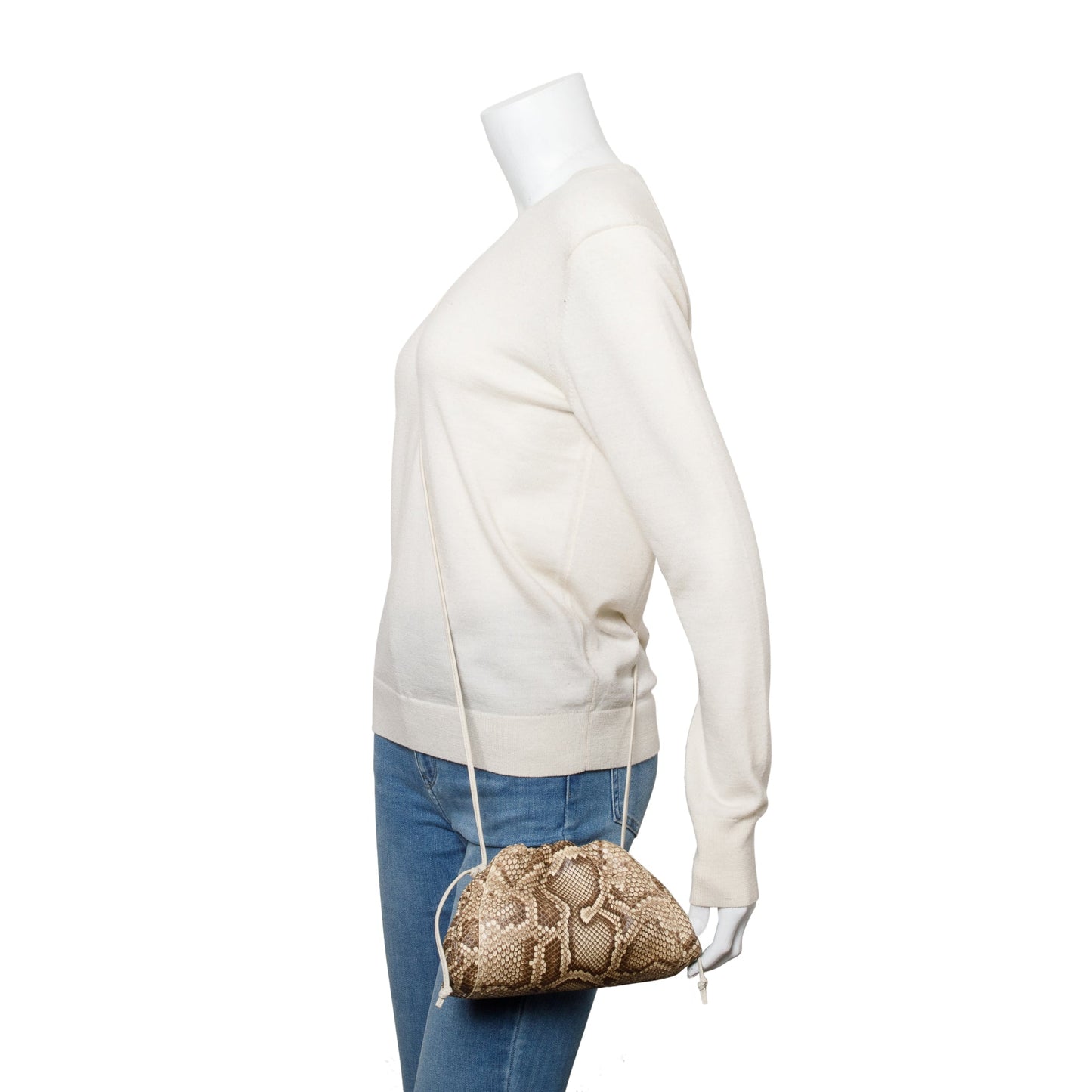 Bottega Veneta Neutral Python The Mini Pouch