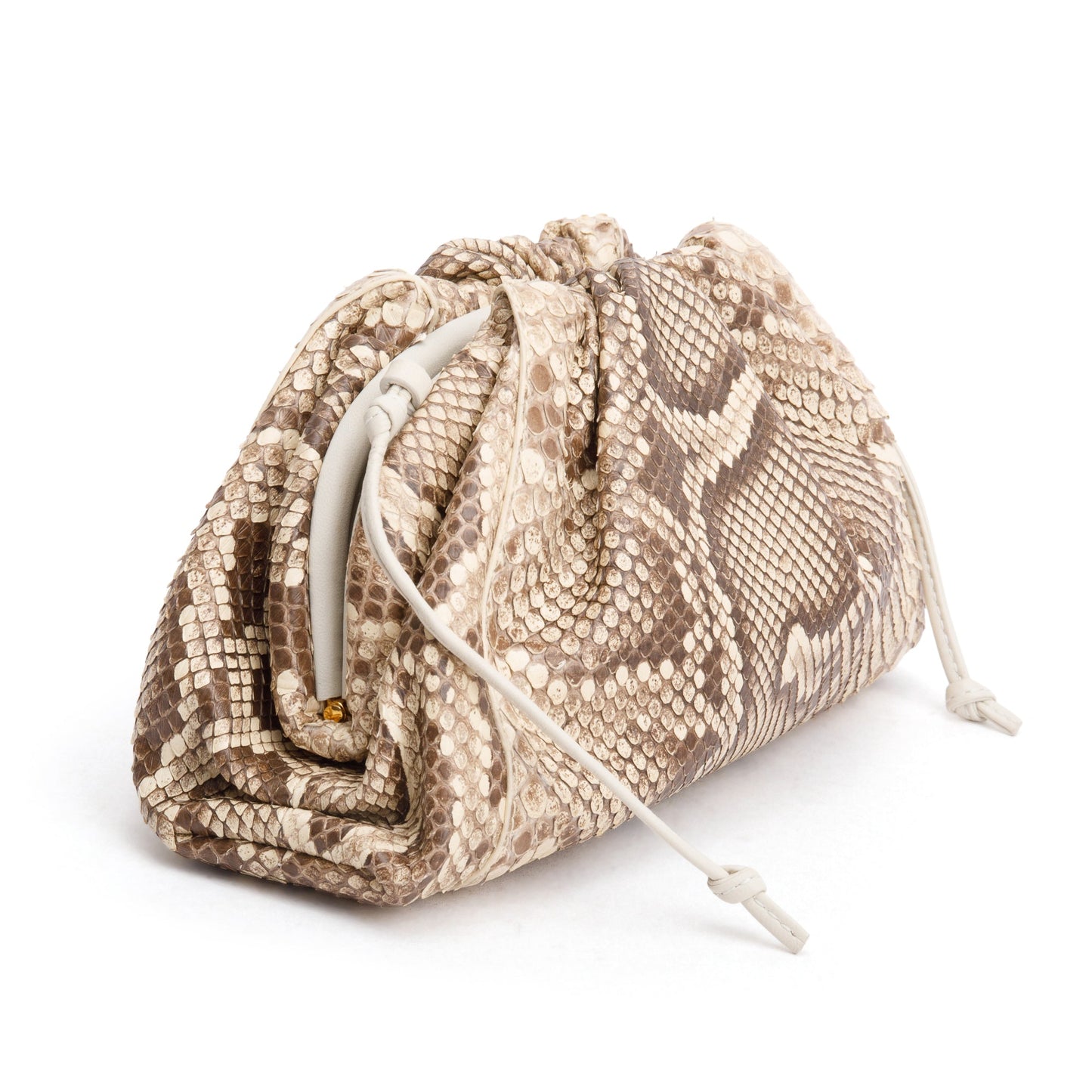 Bottega Veneta Neutral Python The Mini Pouch
