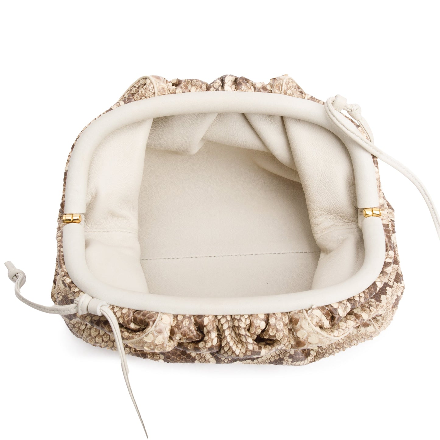 Bottega Veneta Neutral Python The Mini Pouch