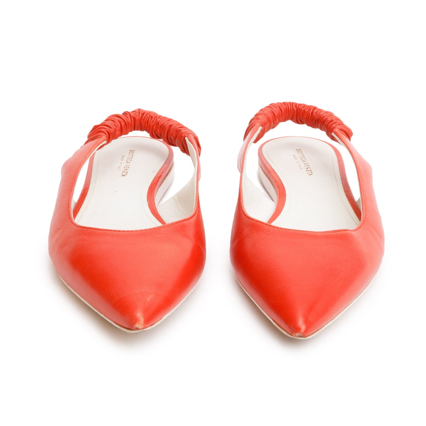 Bottega Veneta Orange Leather Slingback Ballerina Flats, Size 38.5 w/ Box