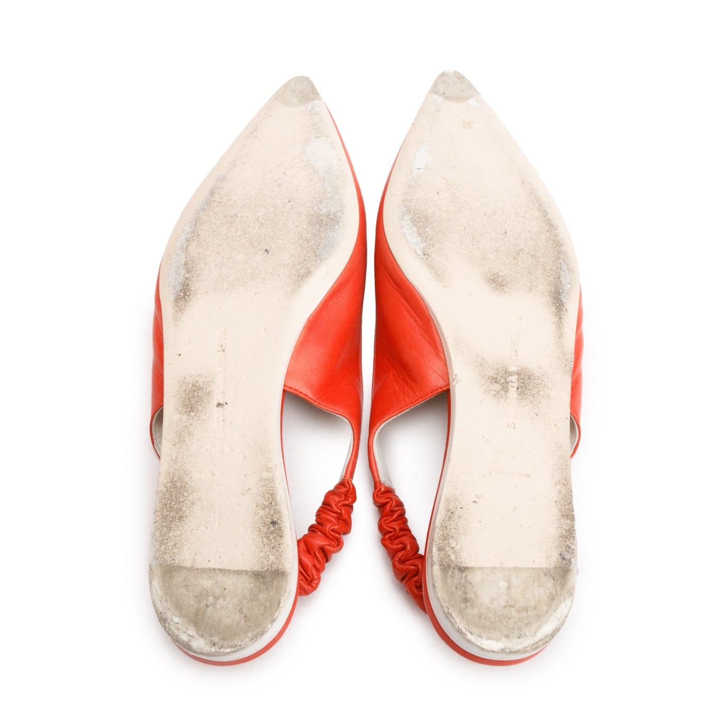 Bottega Veneta Orange Leather Slingback Ballerina Flats, Size 38.5 w/ Box
