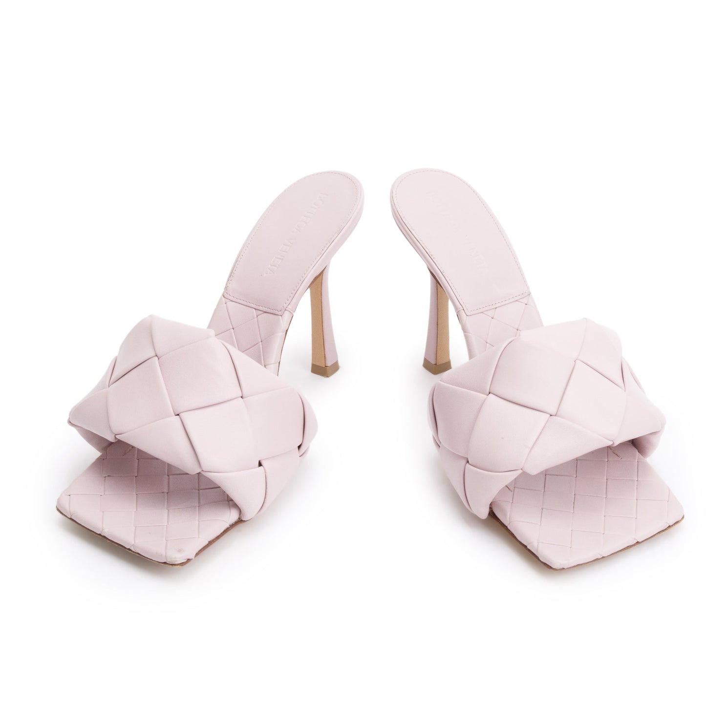 Bottega Veneta Pink Lambskin Leather Padded Sandals, Size 37.5 w/ Box