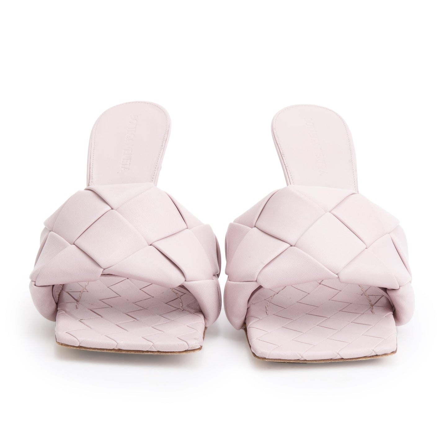 Bottega Veneta Pink Lambskin Leather Padded Sandals, Size 37.5 w/ Box