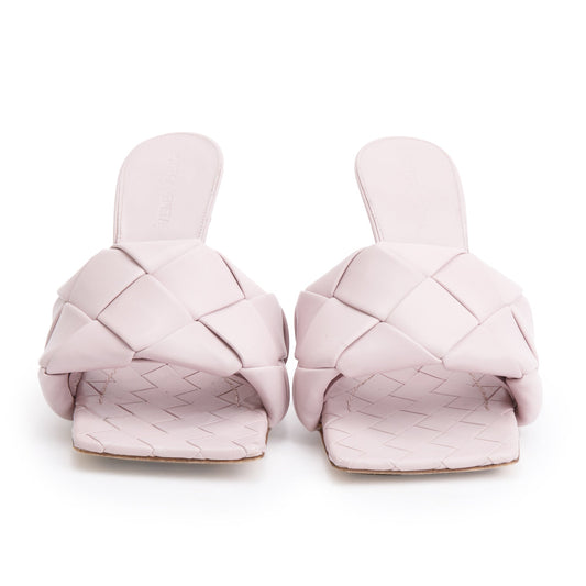 Bottega Veneta Pink Lambskin Leather Padded Sandals, Size 37.5 w/ Box