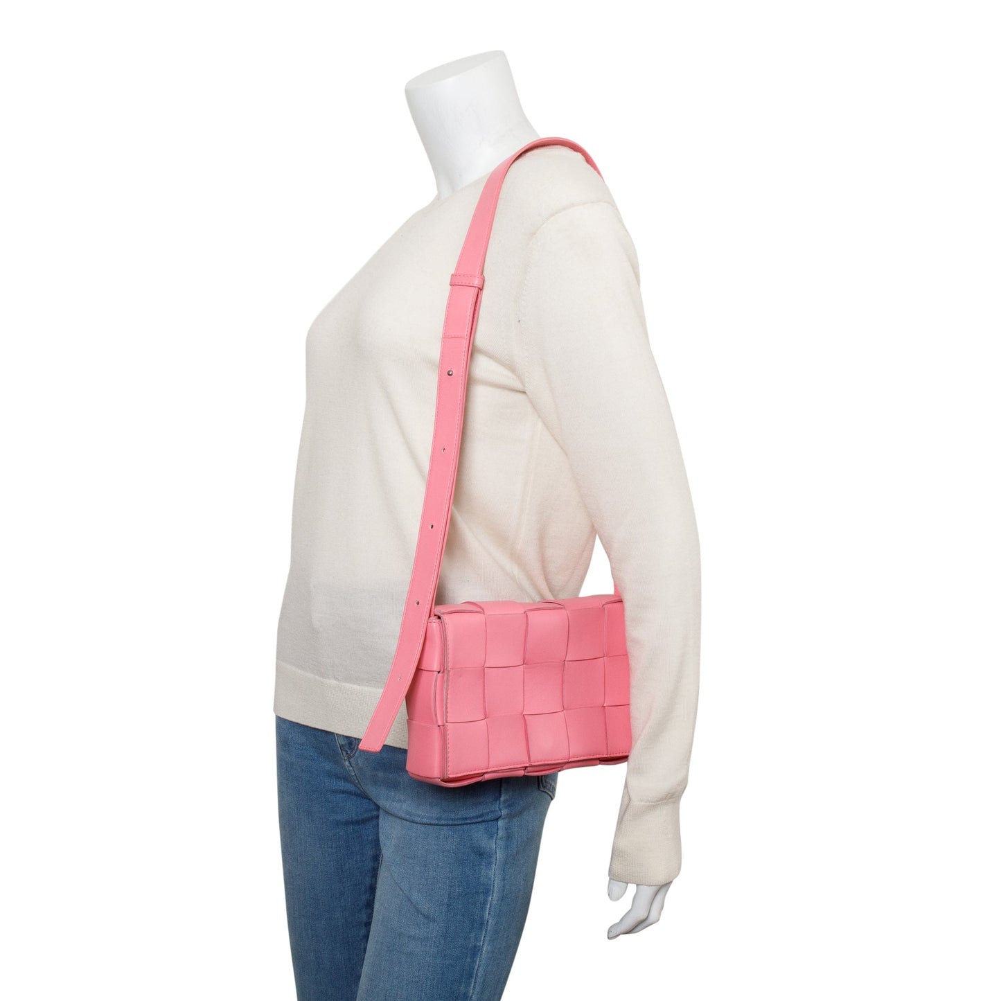 Bottega Veneta Pink Leather Intrecciato Classic Cassette Bag