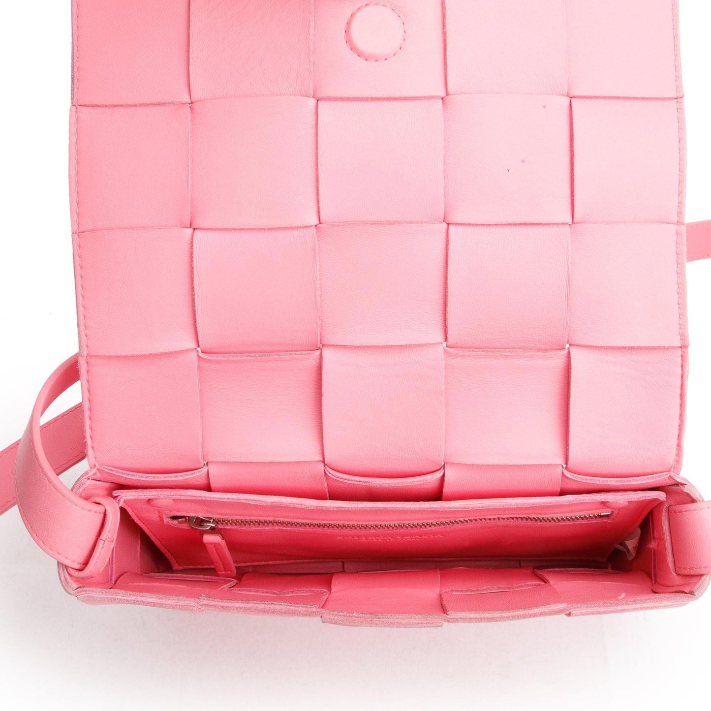 Bottega Veneta Pink Leather Intrecciato Classic Cassette Bag