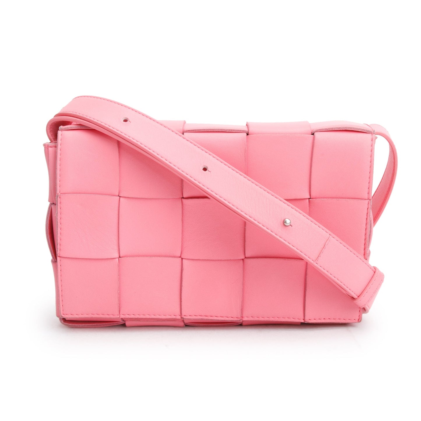 Bottega Veneta Pink Leather Intrecciato Classic Cassette Bag