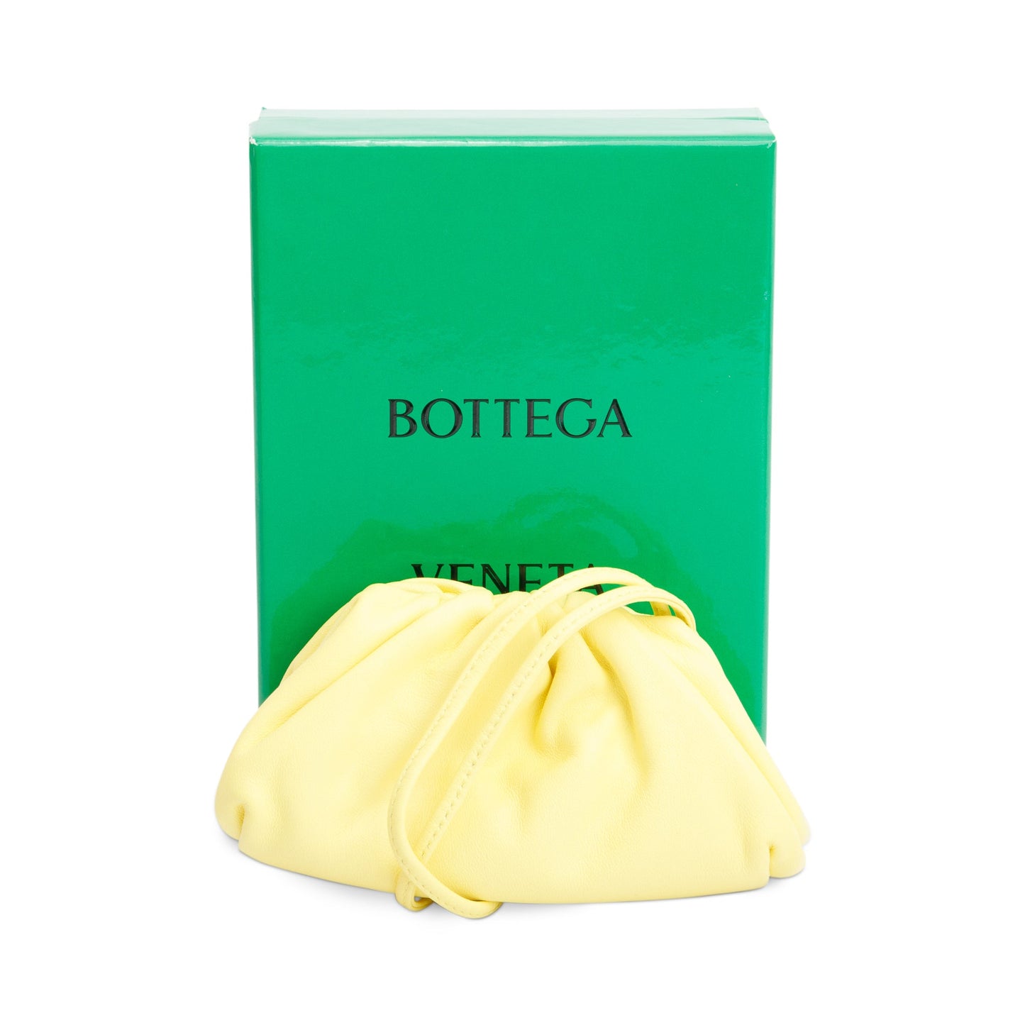 Bottega Veneta Yellow Calfskin Leather Extra Mini Pouch w/ Box