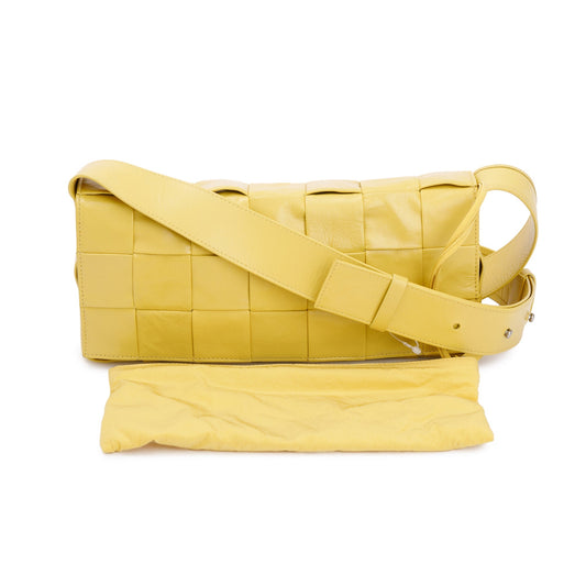 Bottega Veneta Yellow Paper Intrecciato Cassette Bag w/ Zip Pouch