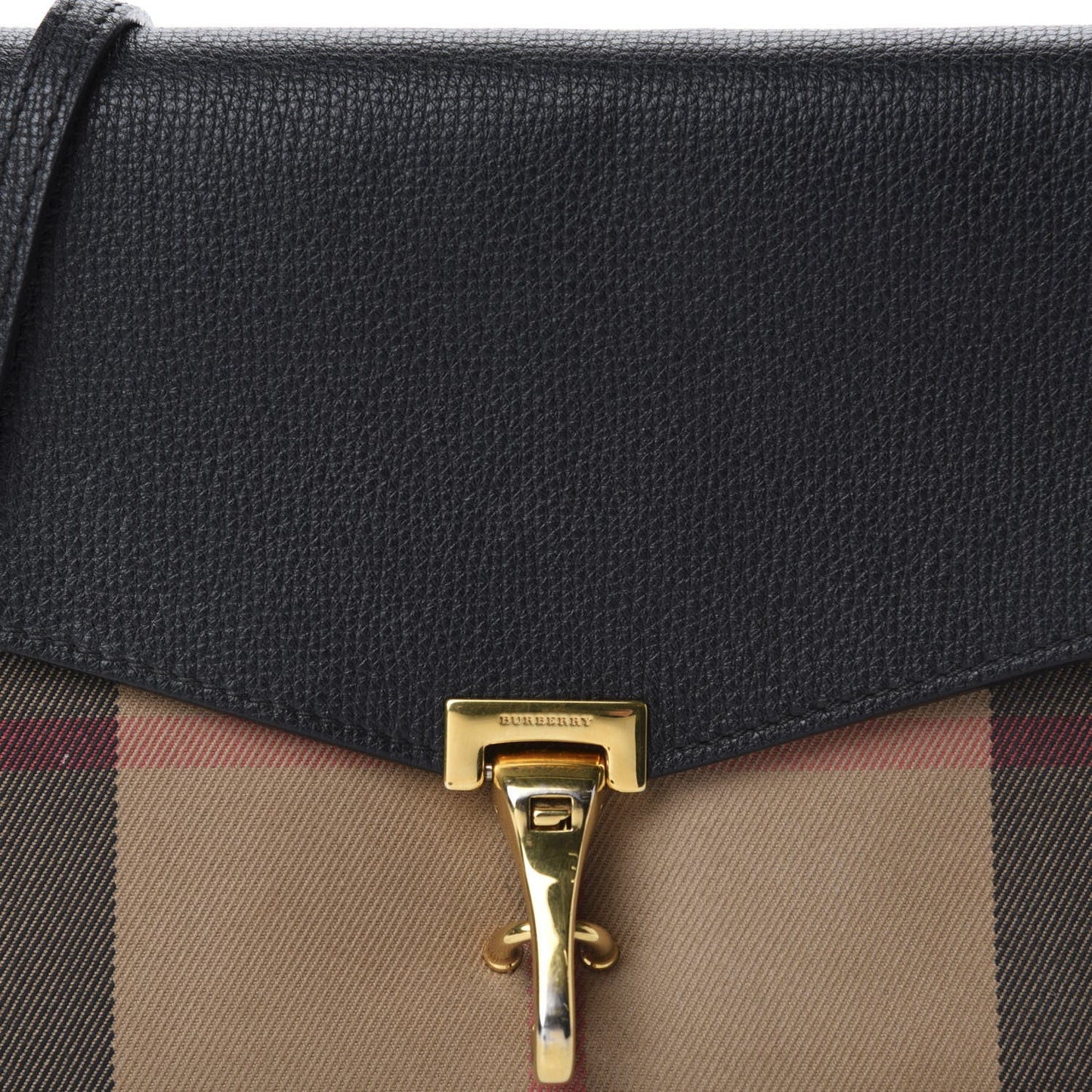 BURBERRY Black Macken Small House Check & Leather Crossbody Bag