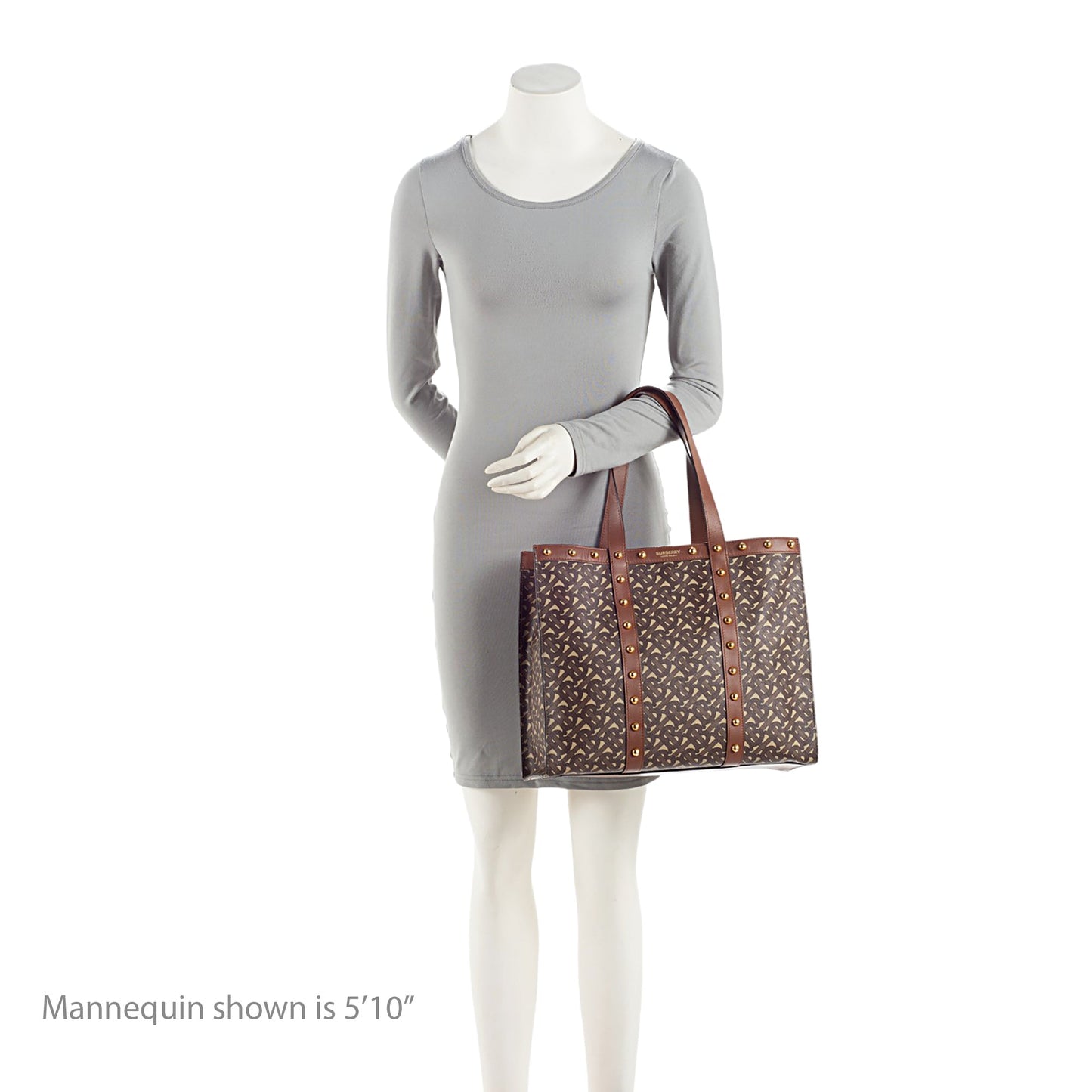 Burberry E-Canvas TB Monogram Studded Book Tote (SHF-TqIh4Z)