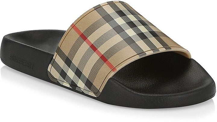 BURBERRY FURLEY VINTAGE CHECK SLIDES SANDALS
