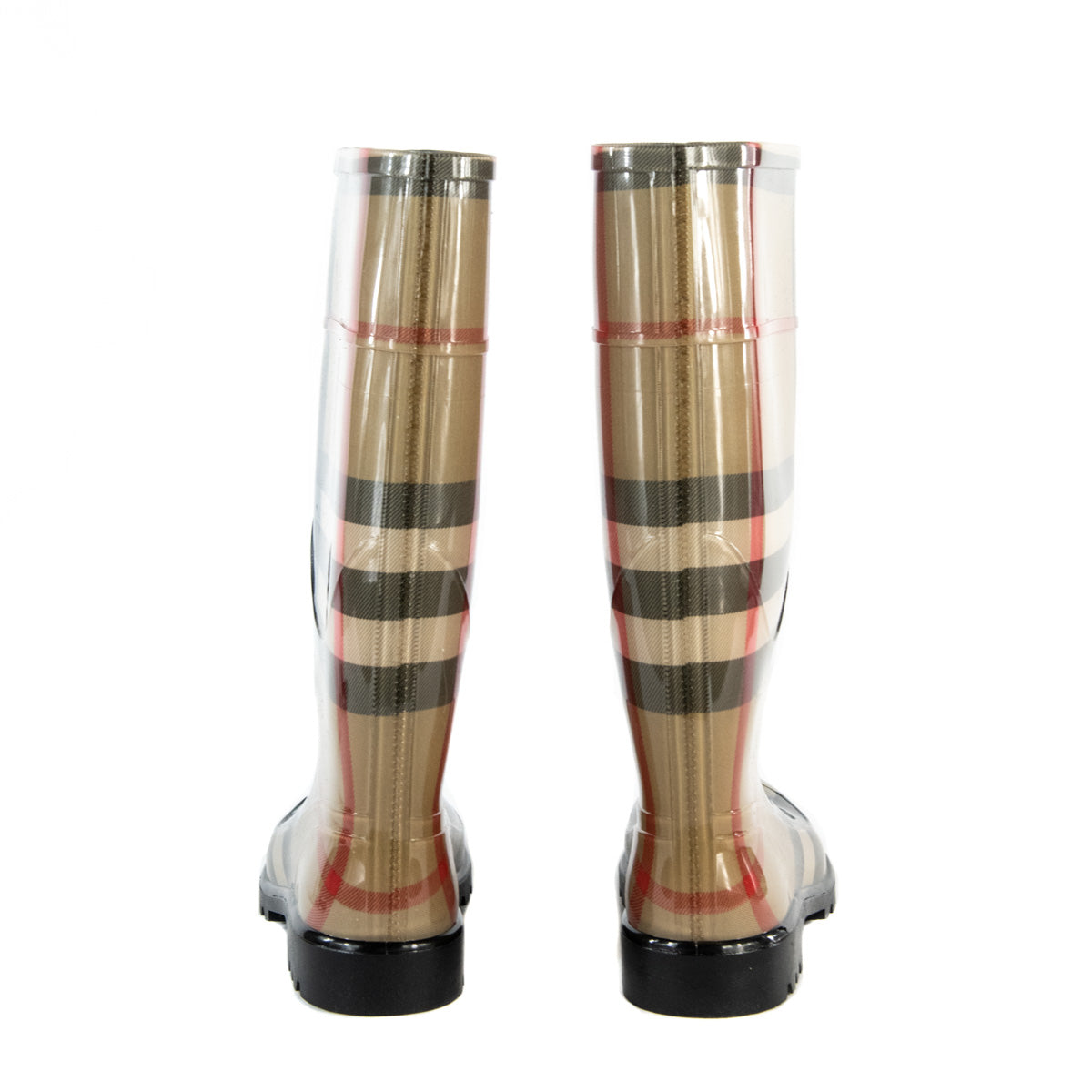 BURBERRY BEIGE HOUSE CHECK RUBBER LISSON RAIN BOOTS