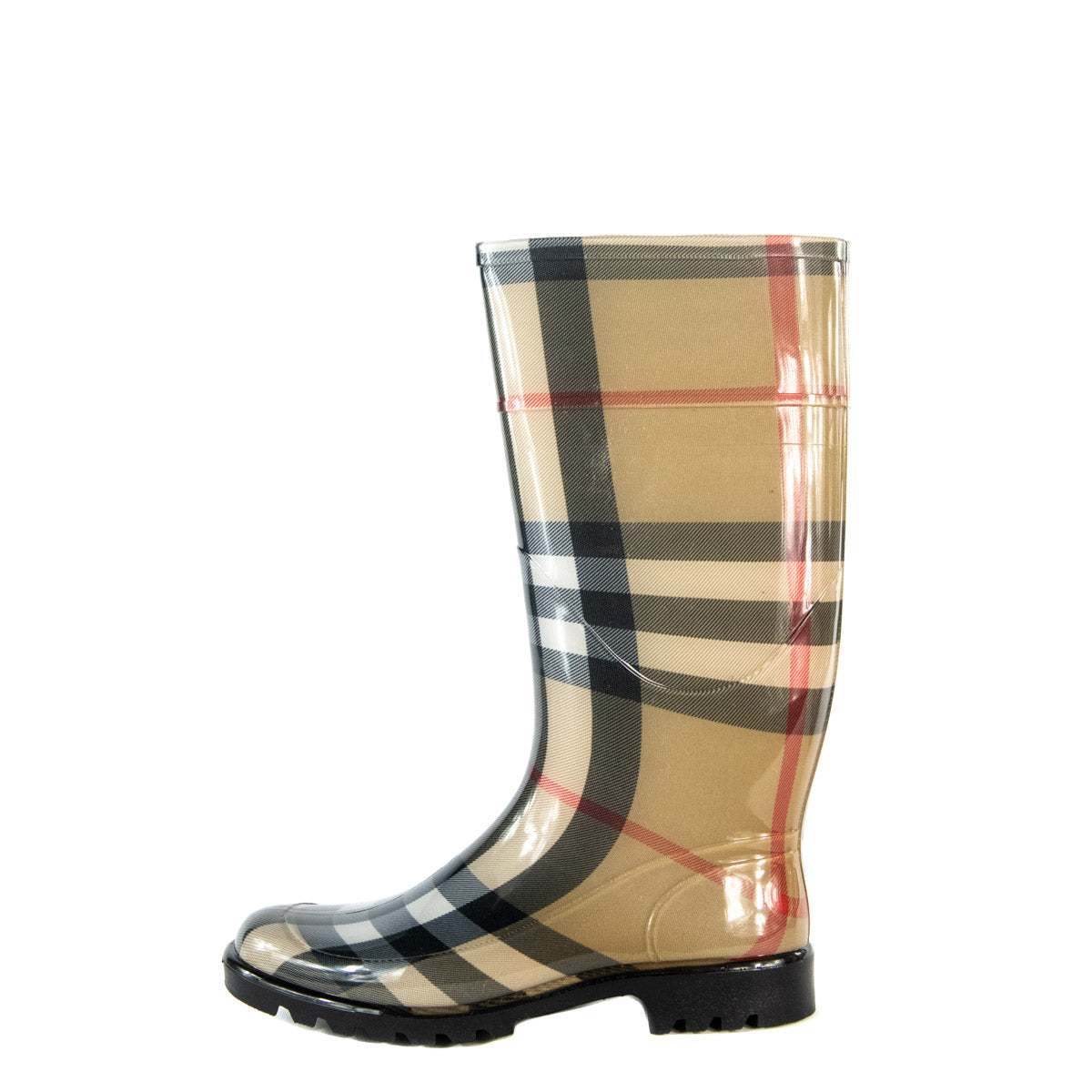 BURBERRY BEIGE HOUSE CHECK RUBBER LISSON RAIN BOOTS