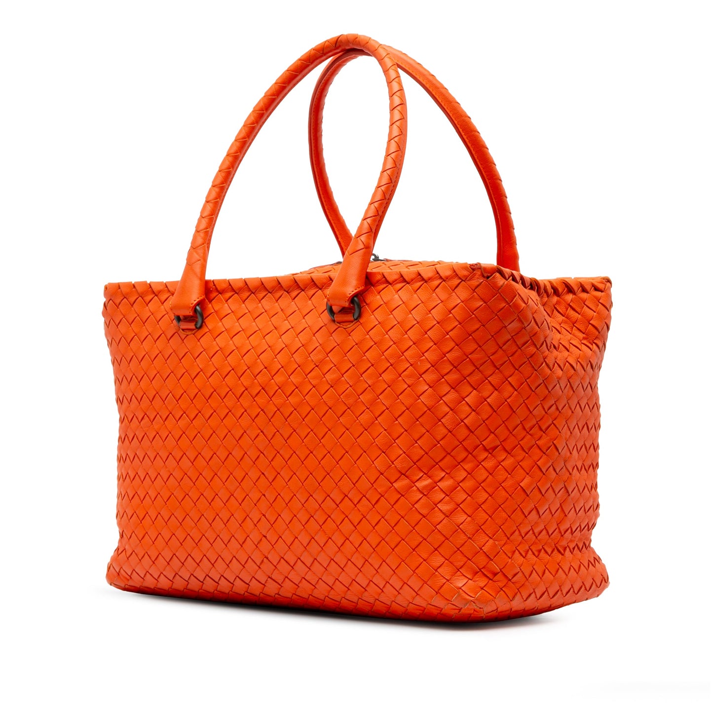 Orange Bottega Veneta Nappa Intrecciato Brick Tote