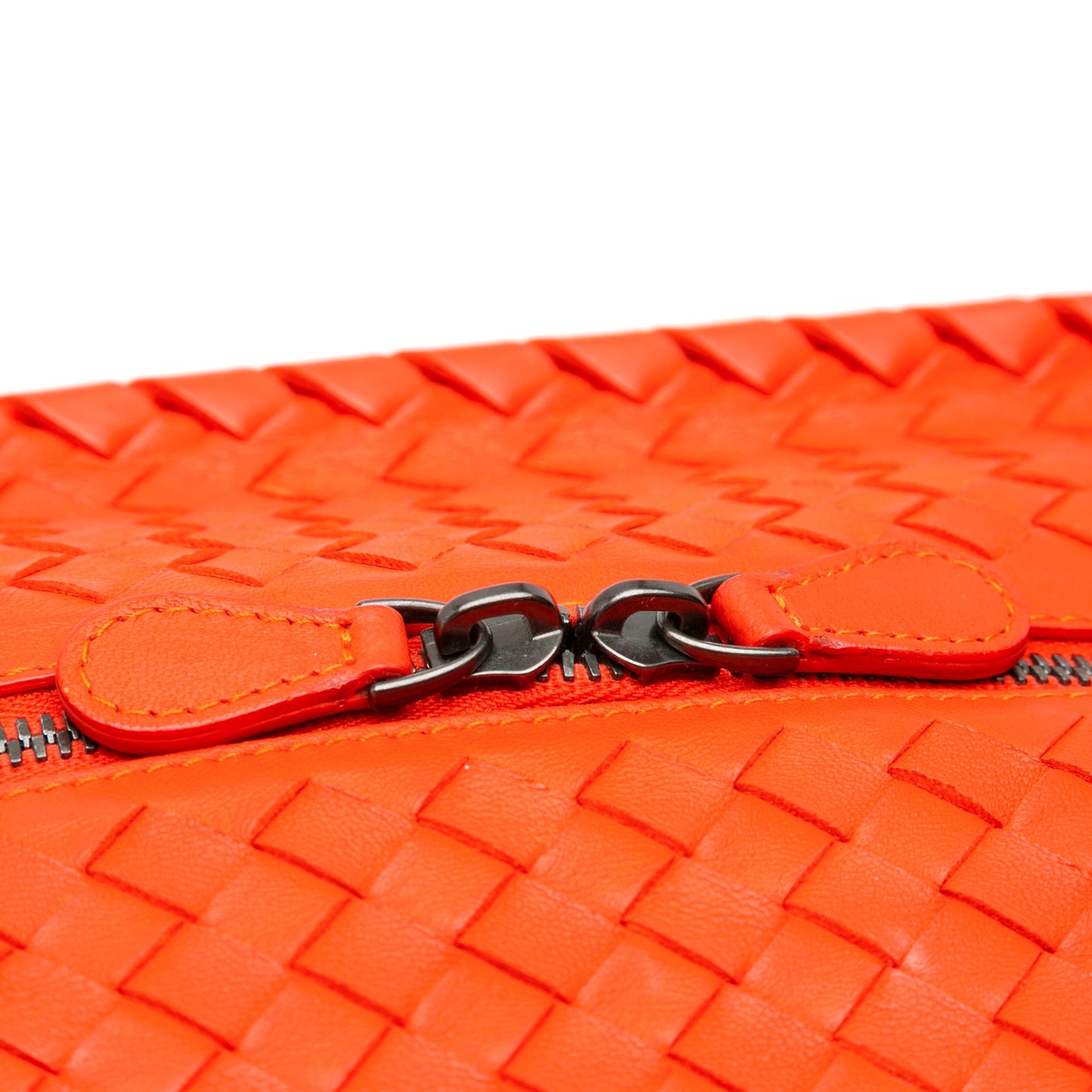 Orange Bottega Veneta Nappa Intrecciato Brick Tote