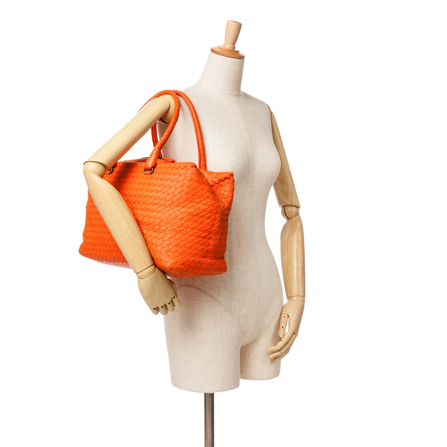 Orange Bottega Veneta Nappa Intrecciato Brick Tote