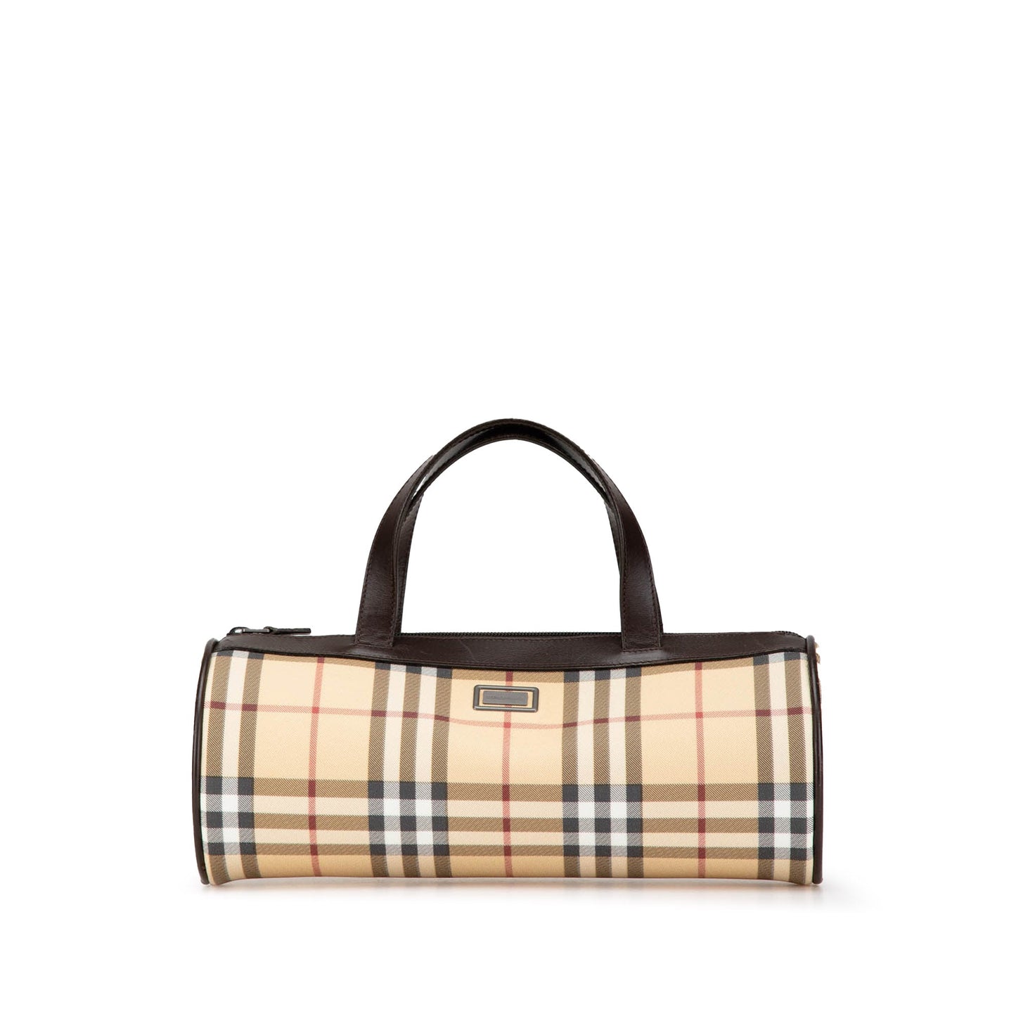 Brown Burberry House Check Canvas Barrell Handbag