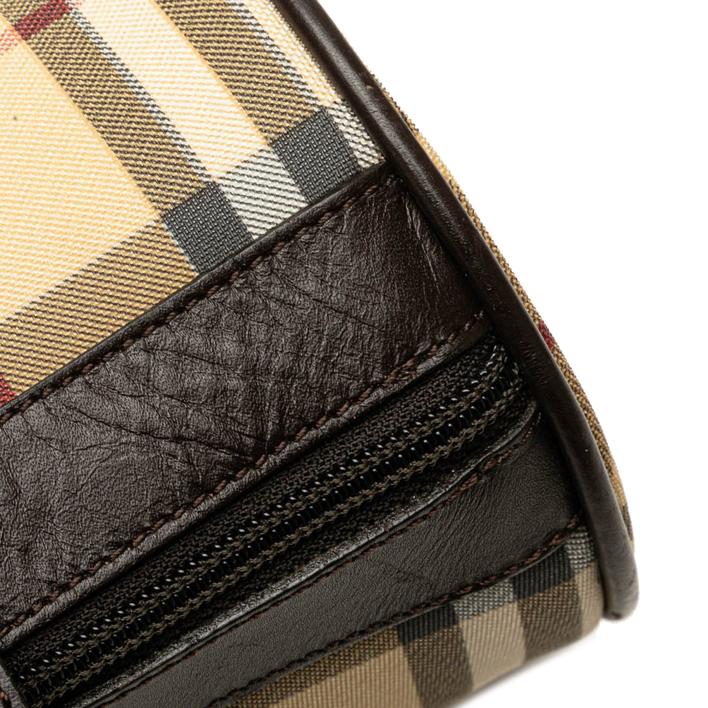 Brown Burberry House Check Canvas Barrell Handbag