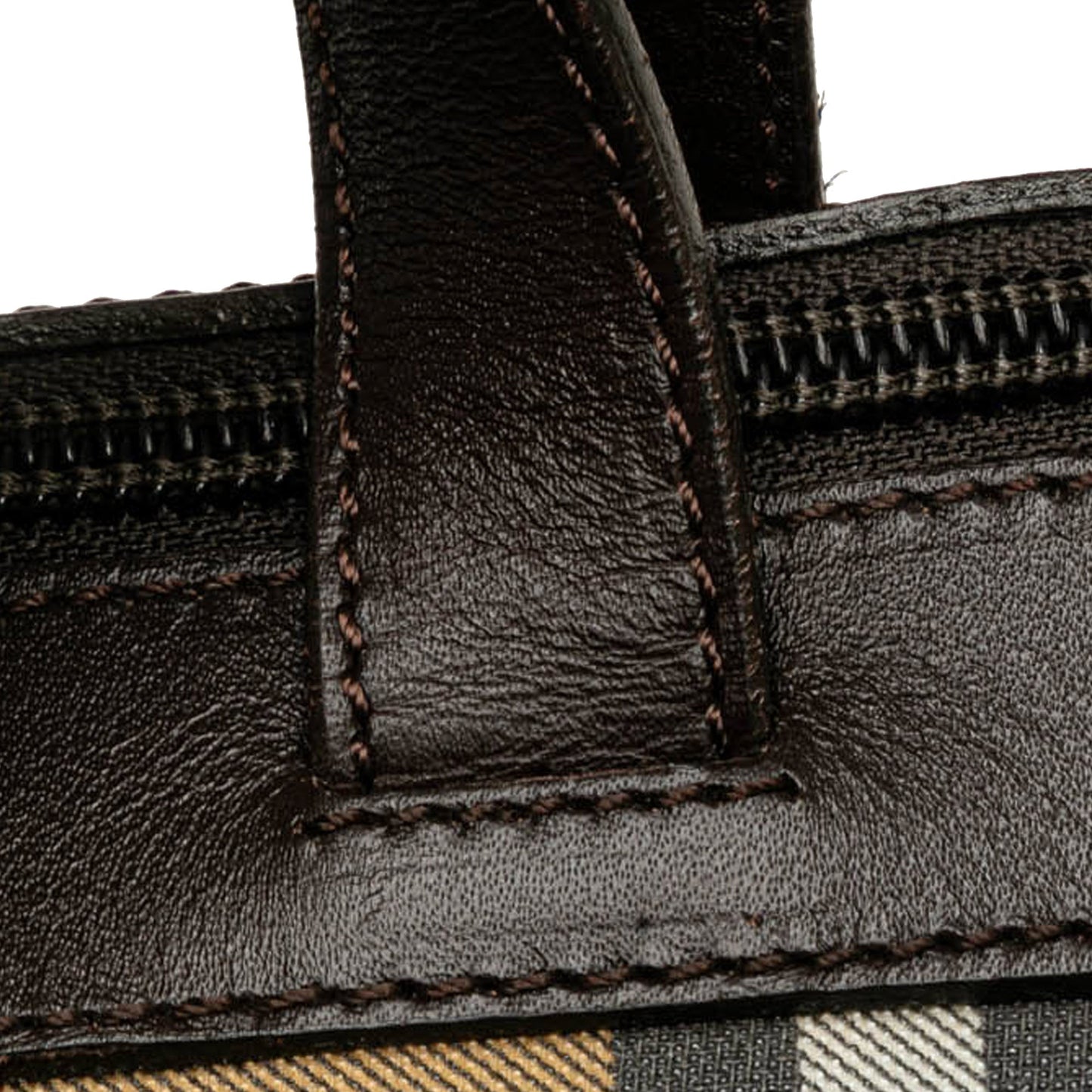 Brown Burberry House Check Canvas Barrell Handbag