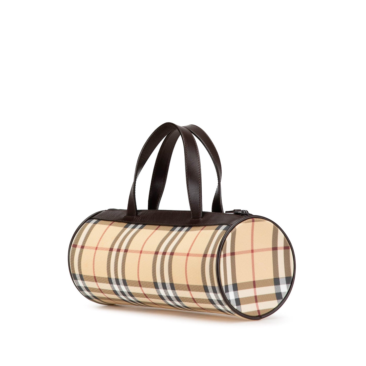 Brown Burberry House Check Canvas Barrell Handbag