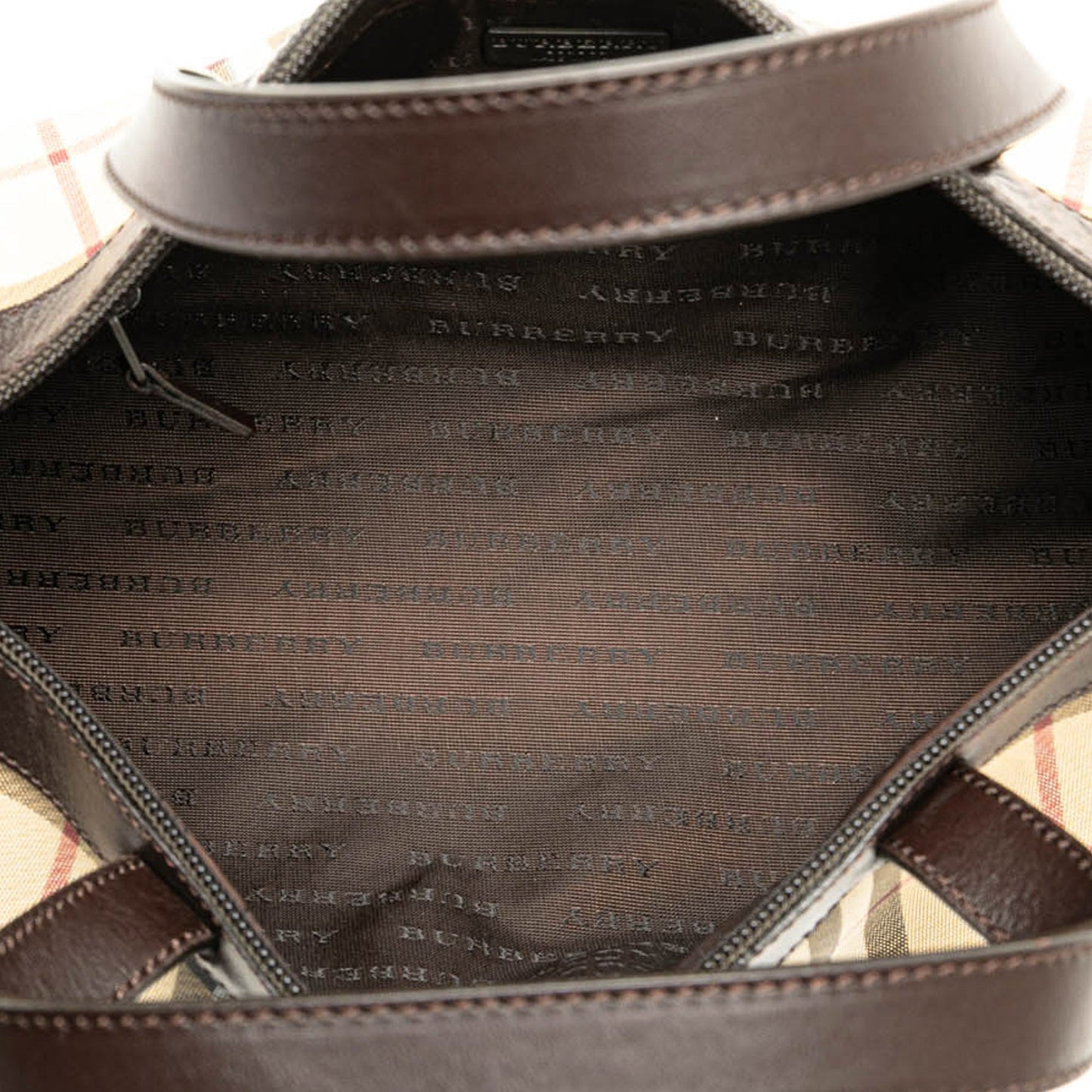Brown Burberry House Check Canvas Barrell Handbag