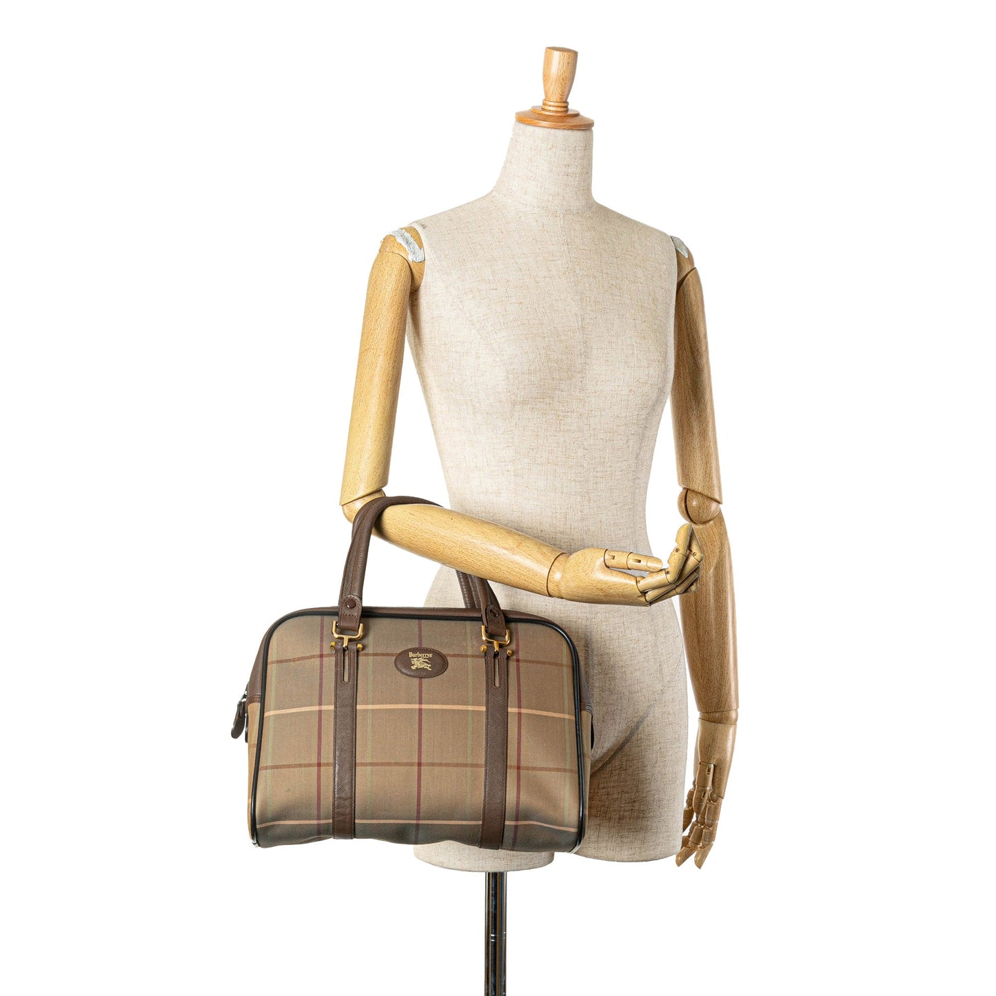 Brown Burberry Vintage Check Canvas Handbag