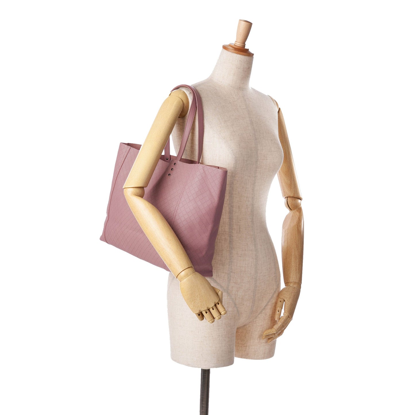 Pink Bottega Veneta Leather Intrecciomirage Tote