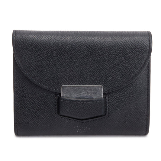 Celine Black Grained Calfskin Leather Small Trotteur Multifunction Wallet w/ Box