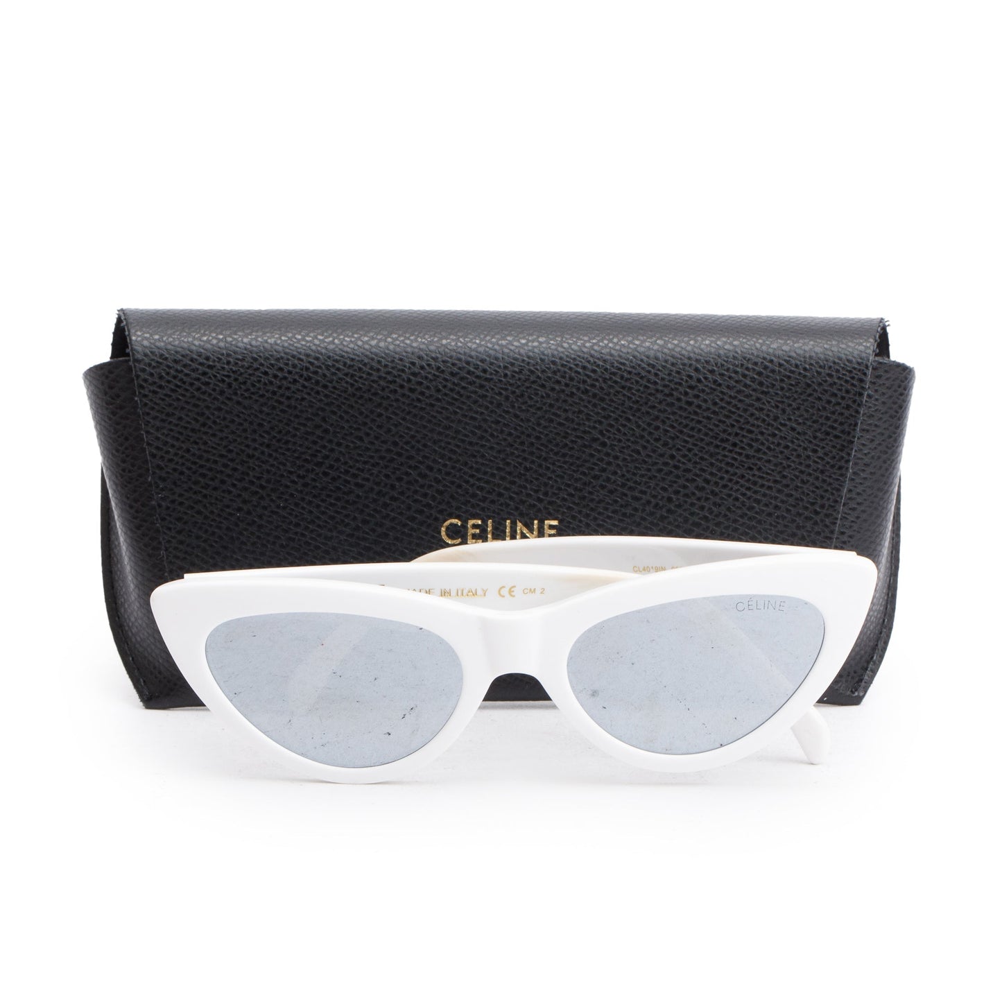 Celine CL4019IN White Acetate Cat Eye Sunglasses w/ Case
