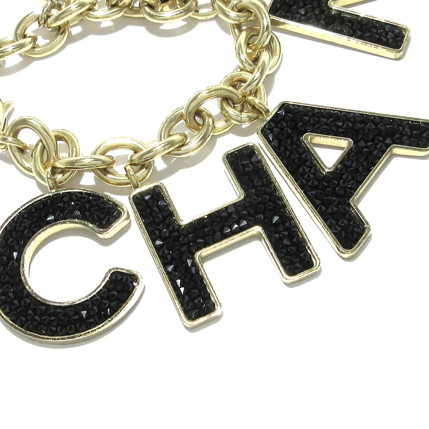 Chanel Alphabet Logo Crystal Charm Bracelet (SHG-OZCSBf)