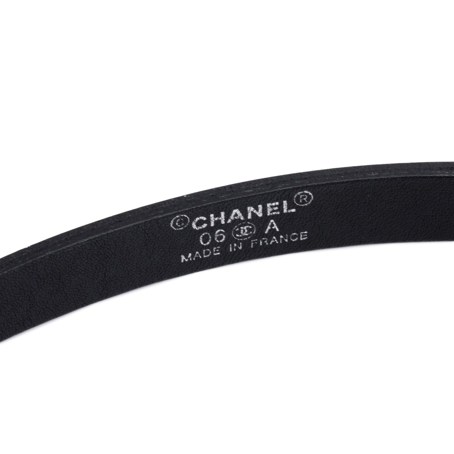 Chanel Black Patent Leather Strass Buckle Skinny Belt 75 30 w/ Box