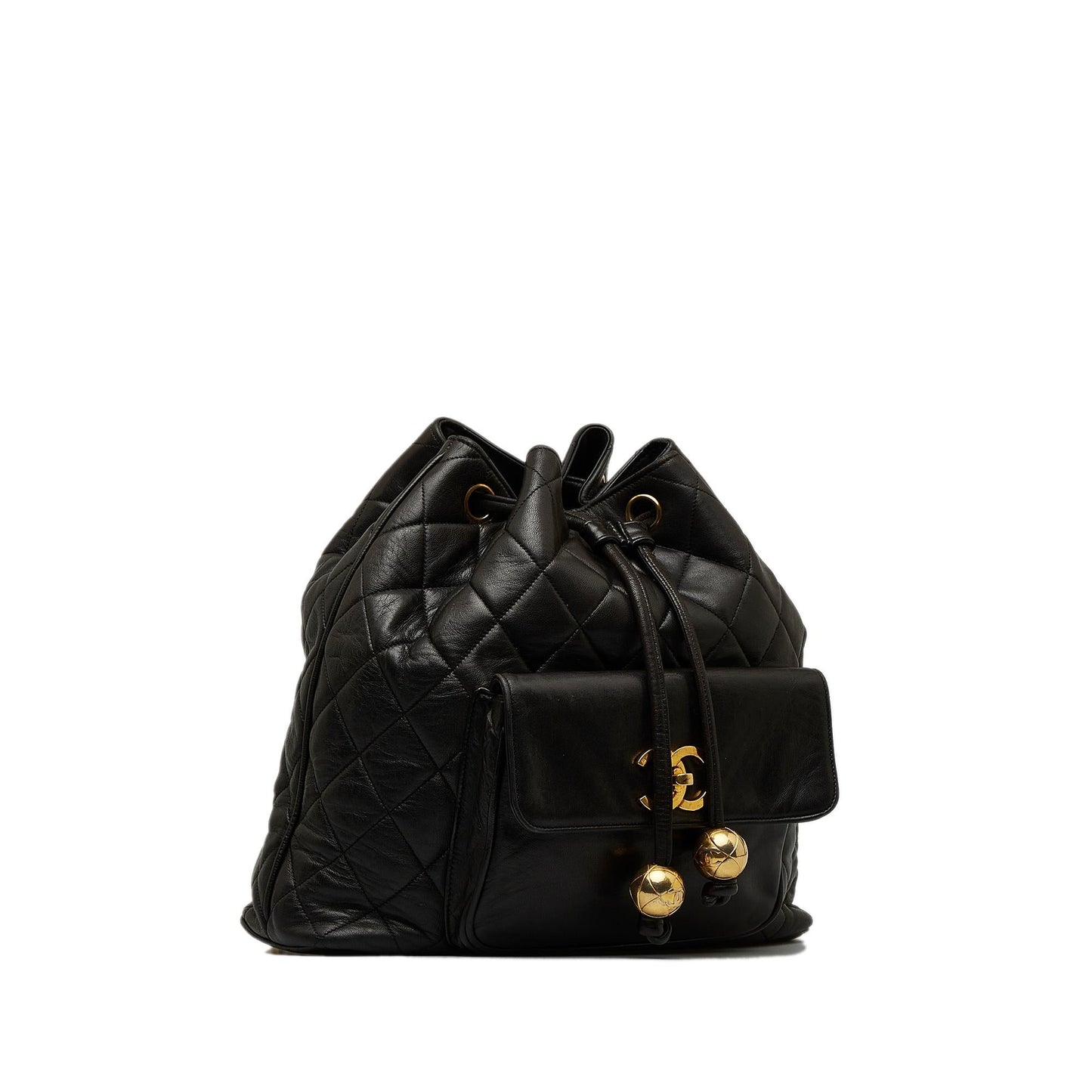 Chanel CC Quilted Lambskin Drawstring Backpack (SHG-86DOIB)