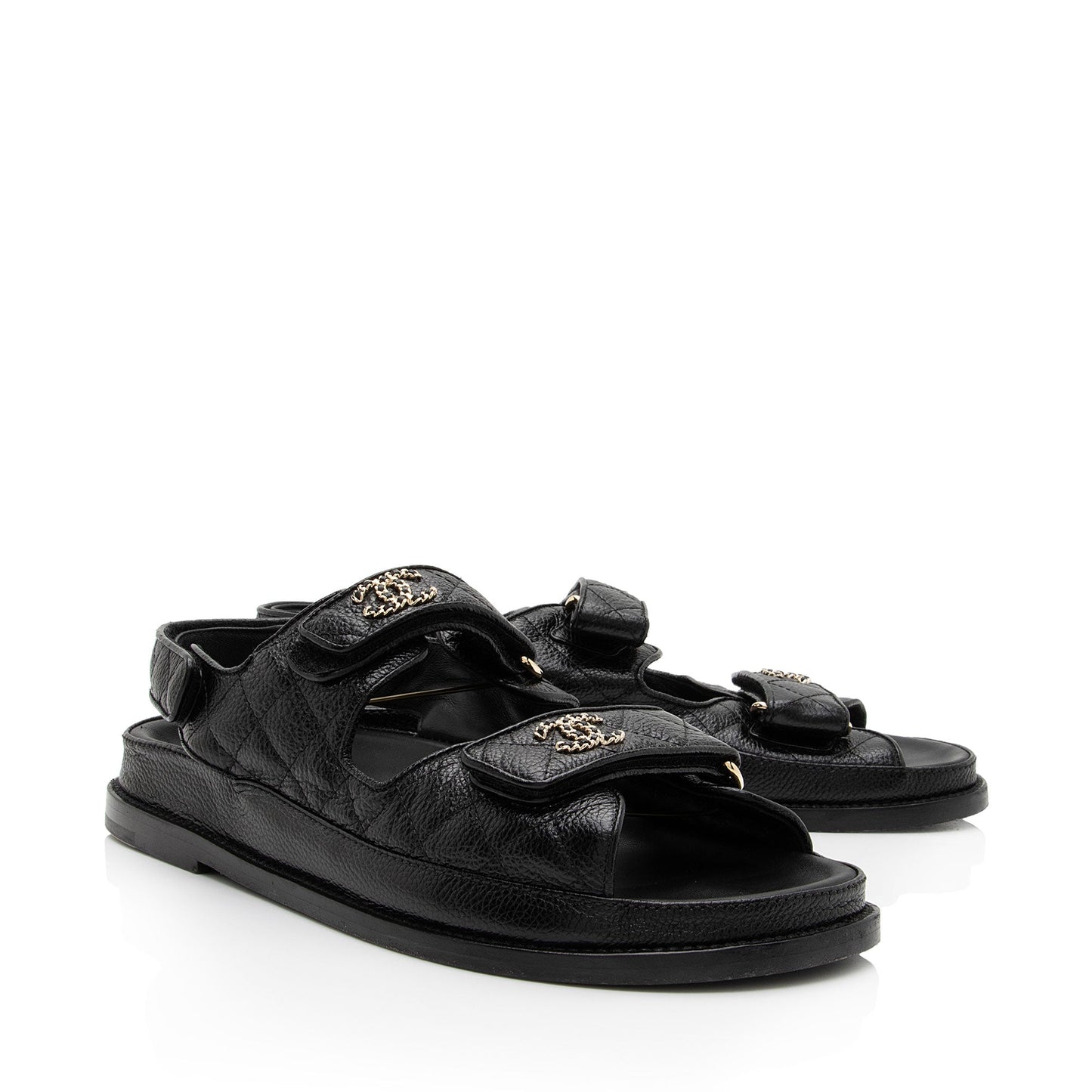 Chanel Calfskin Velcro Dad CC Sandals - Size 10 / 40 (SHF-DL6pXa)