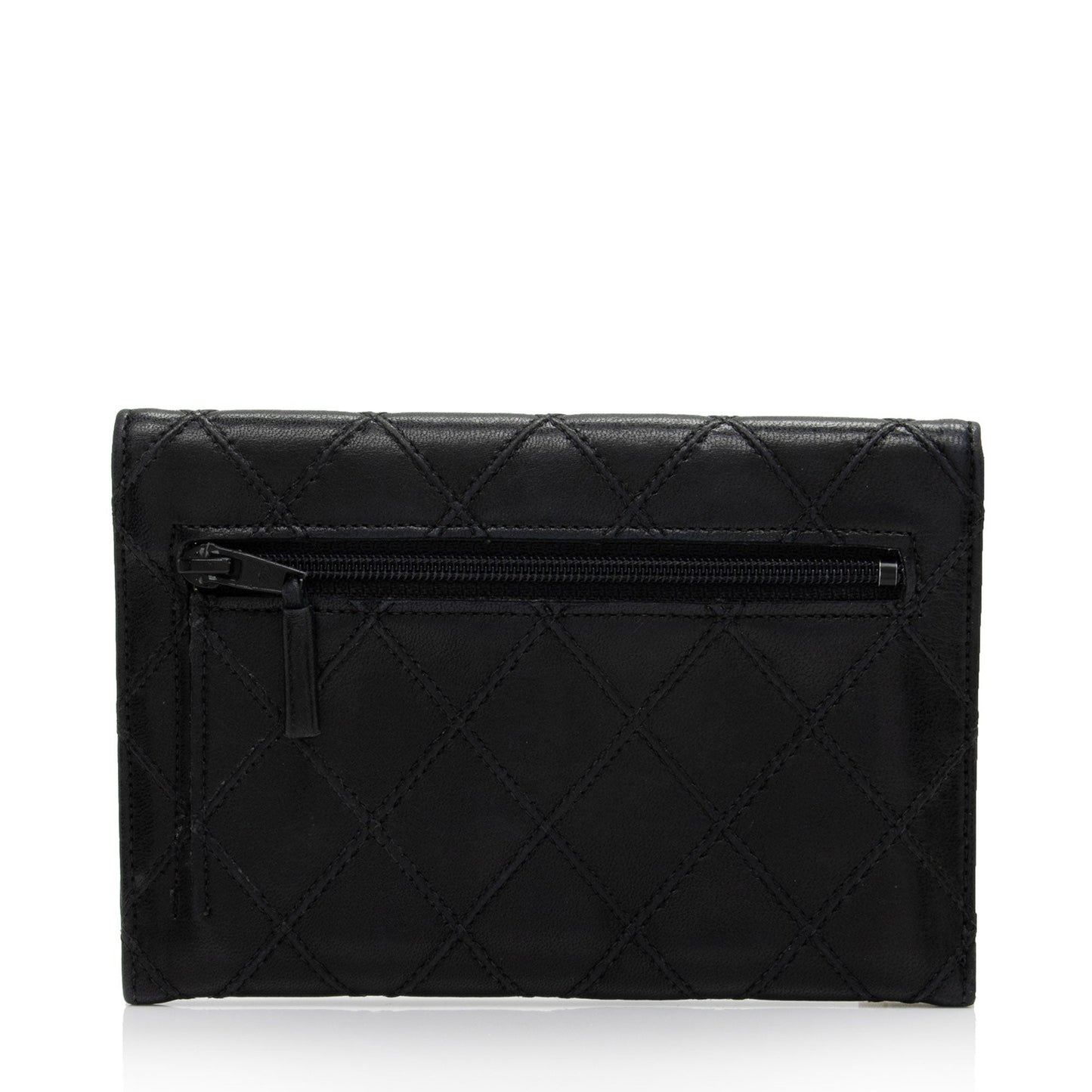 Chanel Calfskin Diamond Wild Stitch Envelope Wallet (SHF-pNxSvK)