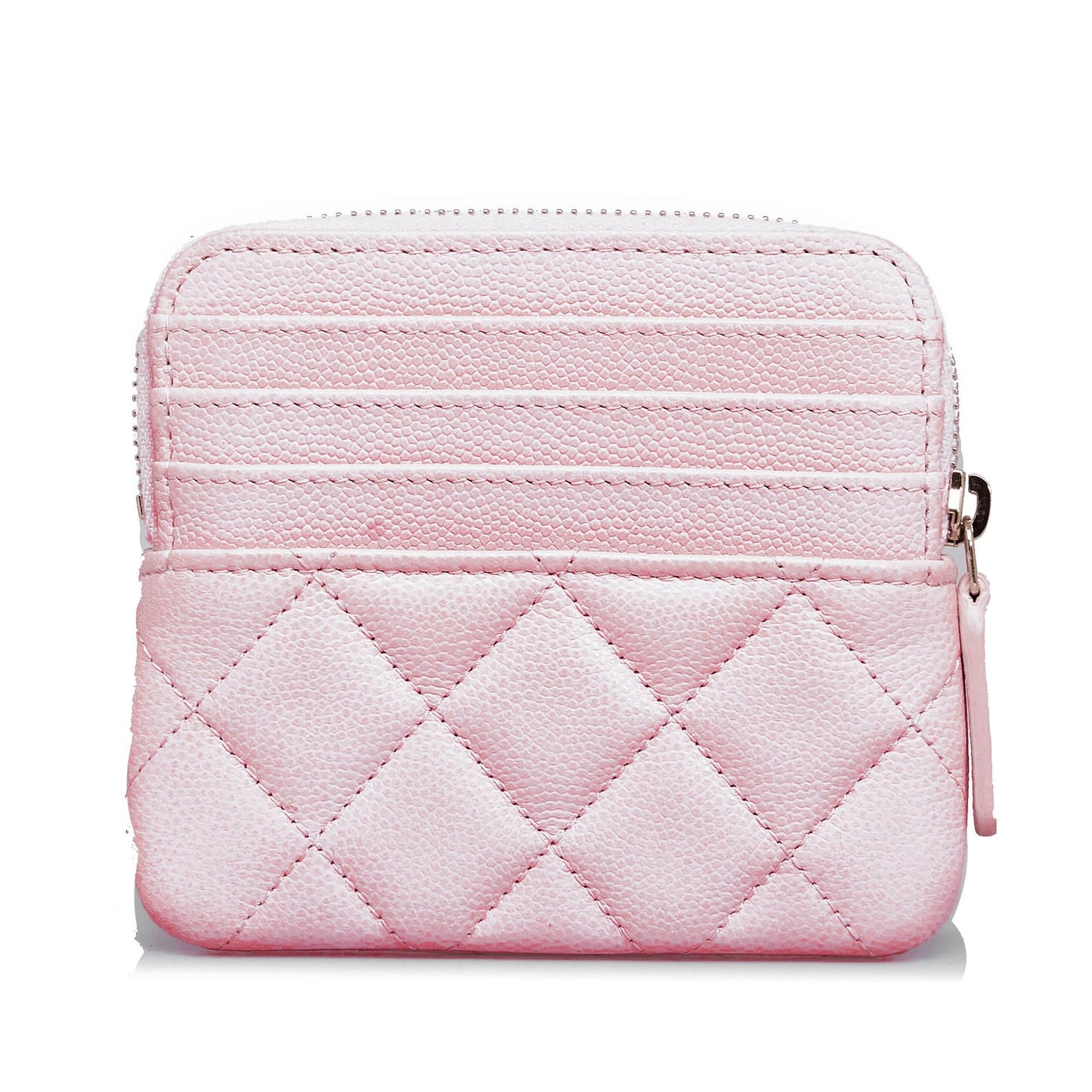 Chanel Caviar CC Crystal Woven Square Zip Around Card Holder (SHG-07vPg1)