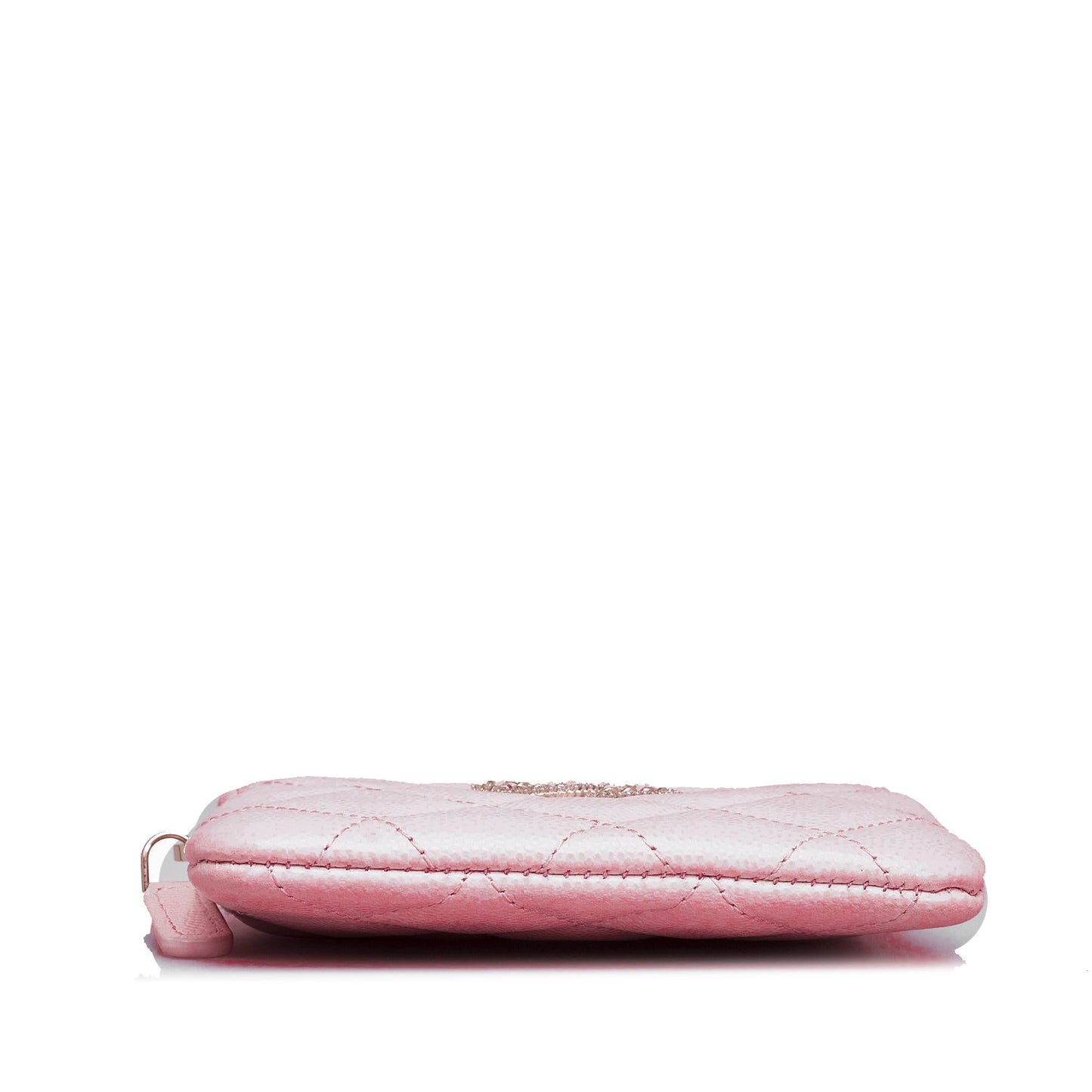 Chanel Caviar CC Crystal Woven Square Zip Around Card Holder (SHG-07vPg1)